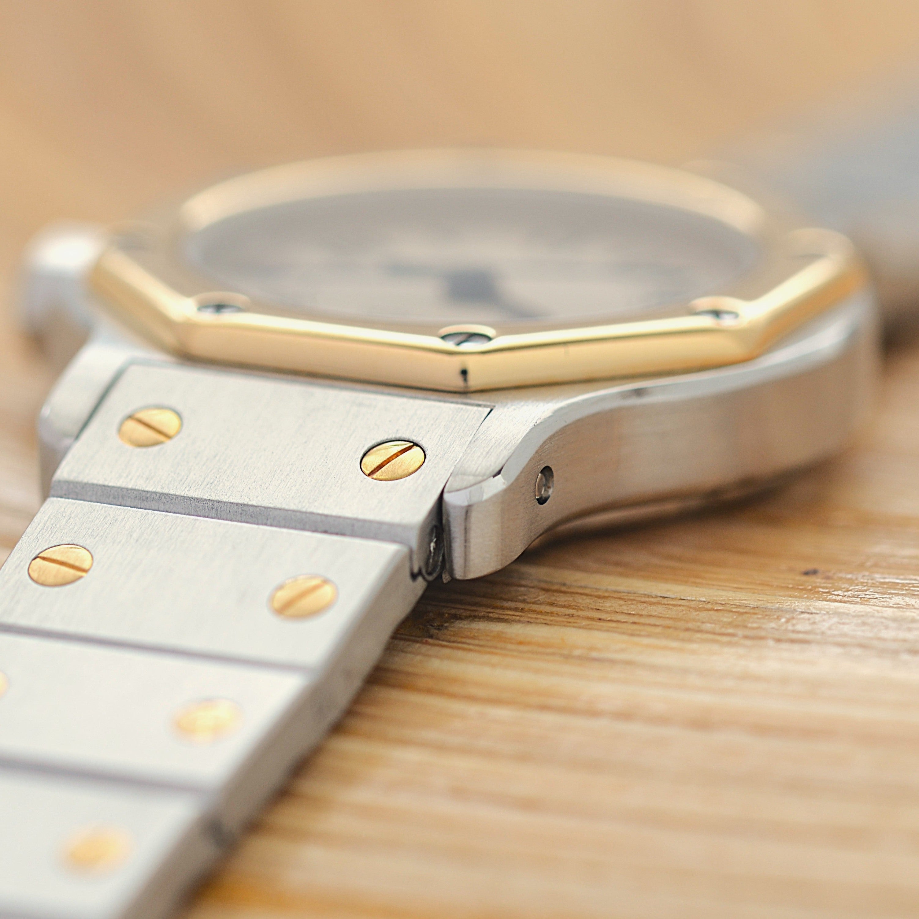 【Cartier】Cartier Santos Octagon SM 18K YG x SS Quartz Model, Cartier Complete Service Performed