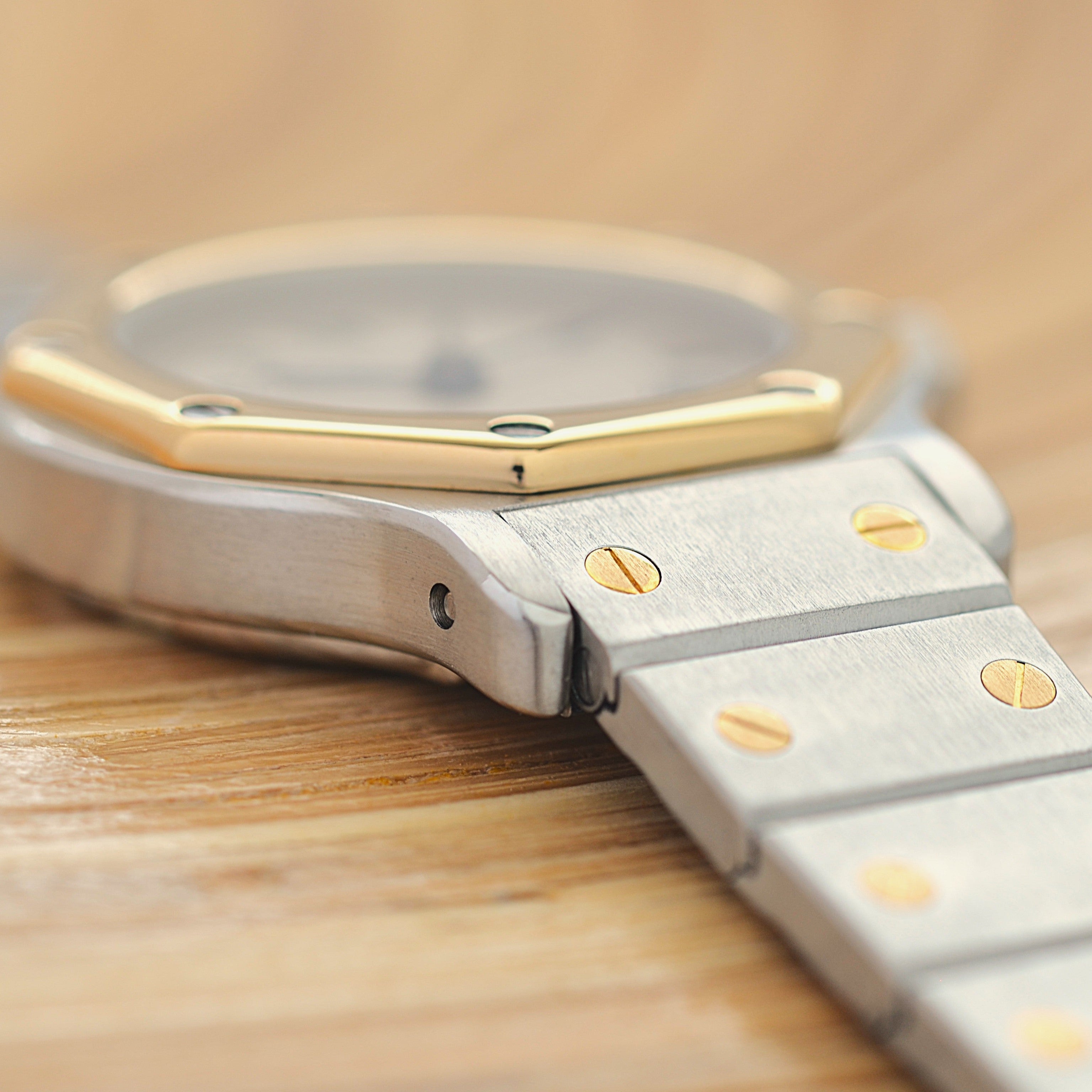 【Cartier】Cartier Santos Octagon SM 18K YG x SS Quartz Model, Cartier Complete Service Performed