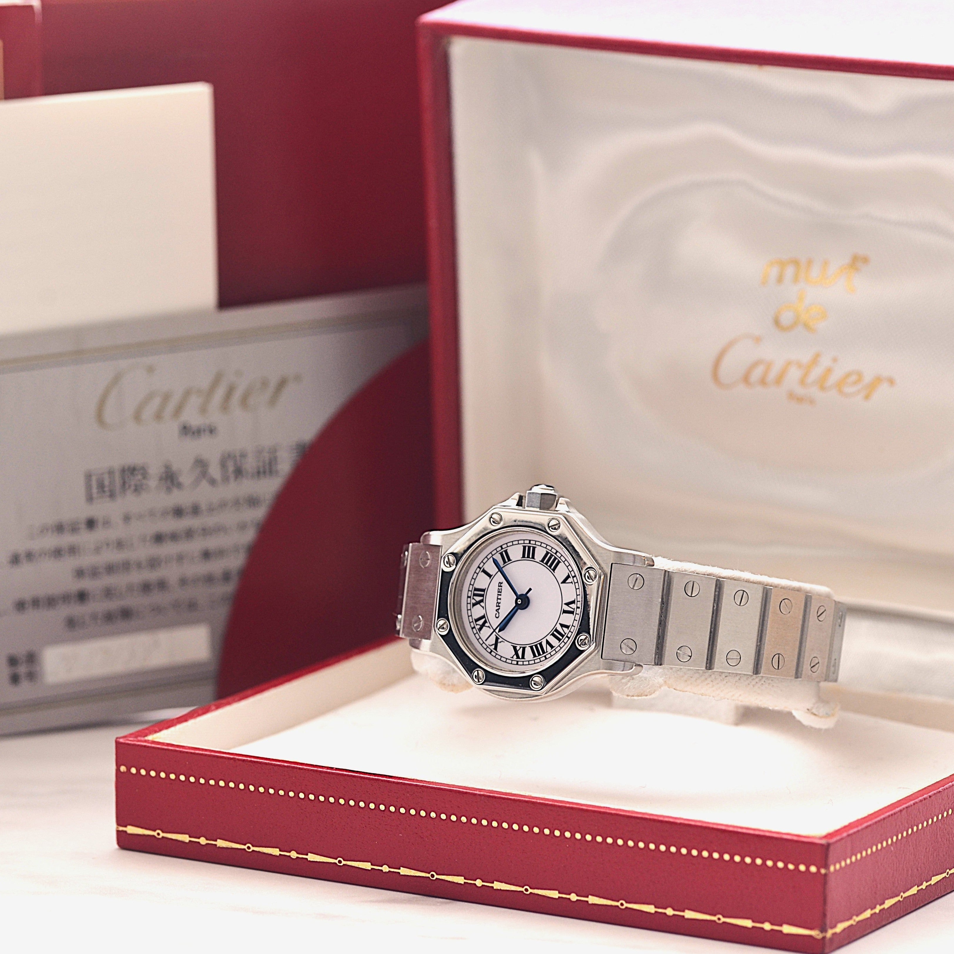 【Cartier】カルティエ サントスオクタゴンSM ステンレス 永久保証書付き カルティエコンプリートサービス済み