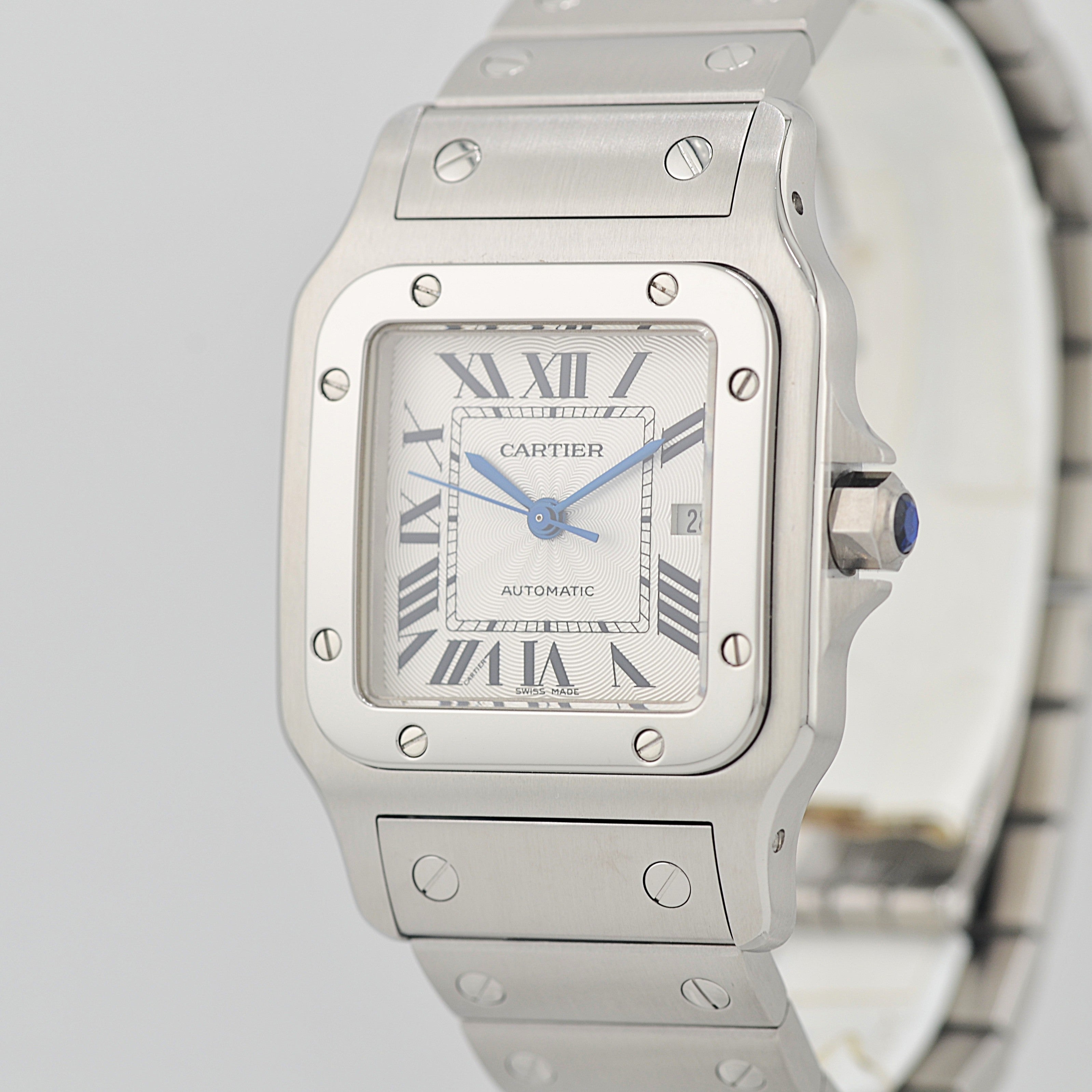 【Cartier】カルティエ サントスガルベLM ステンレス ギョーシェ文字盤 カルティエコンプリートサービス済み