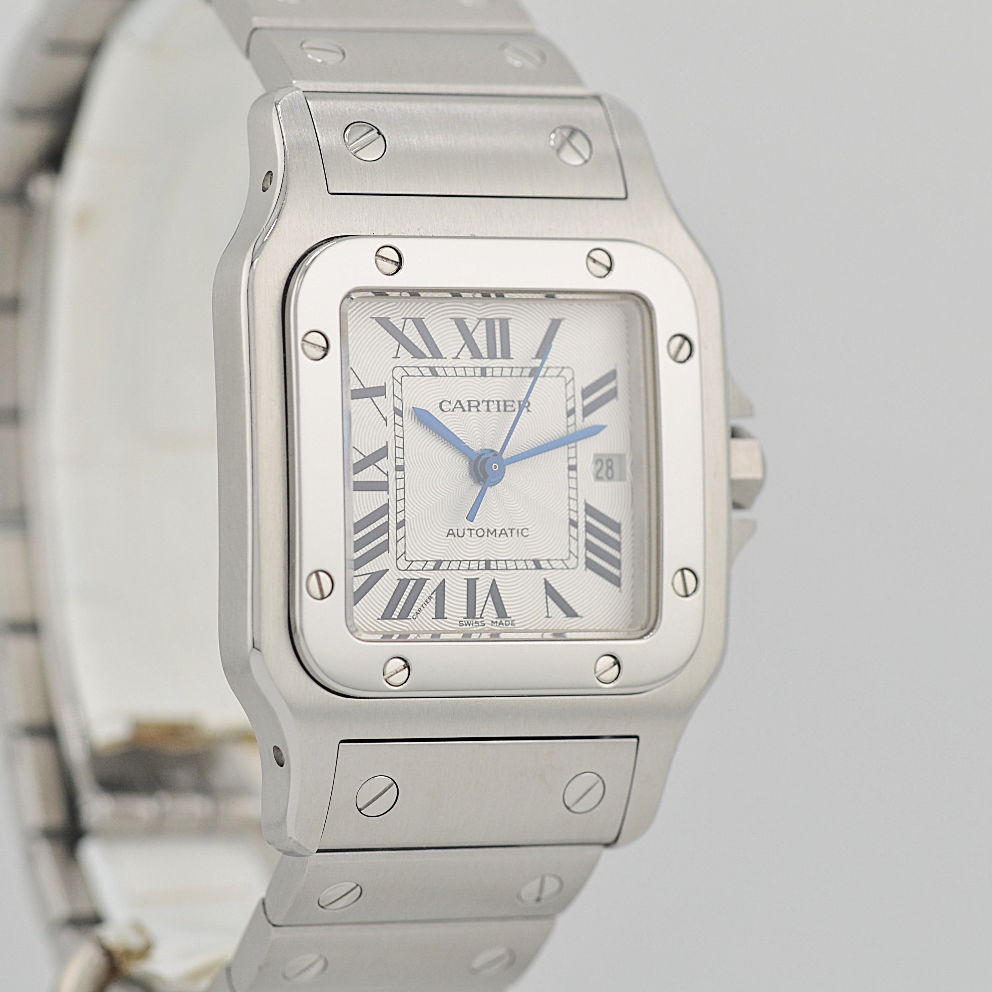 【Cartier】カルティエ サントスガルベLM ステンレス ギョーシェ文字盤 カルティエコンプリートサービス済み