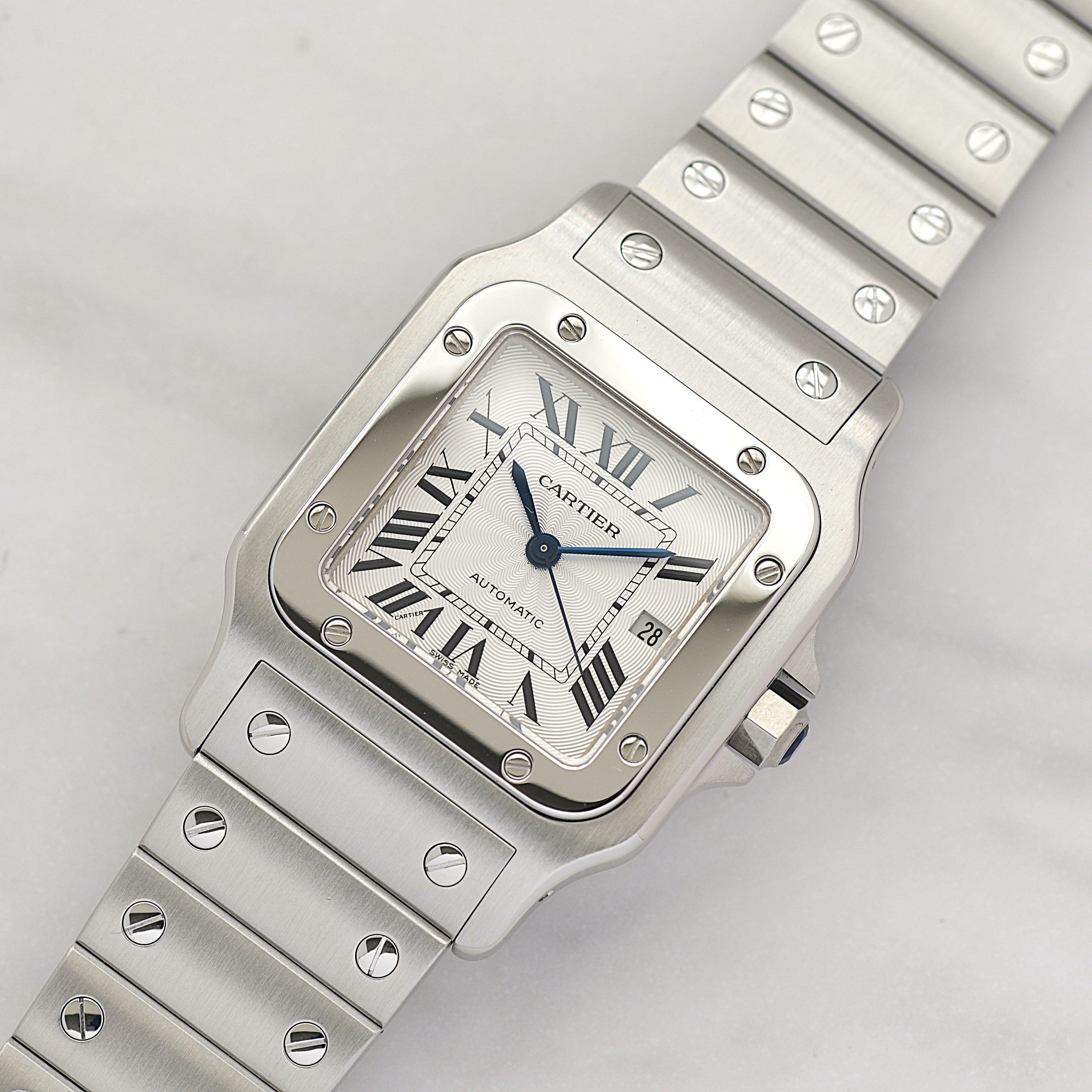 【Cartier】カルティエ サントスガルベLM ステンレス ギョーシェ文字盤 カルティエコンプリートサービス済み