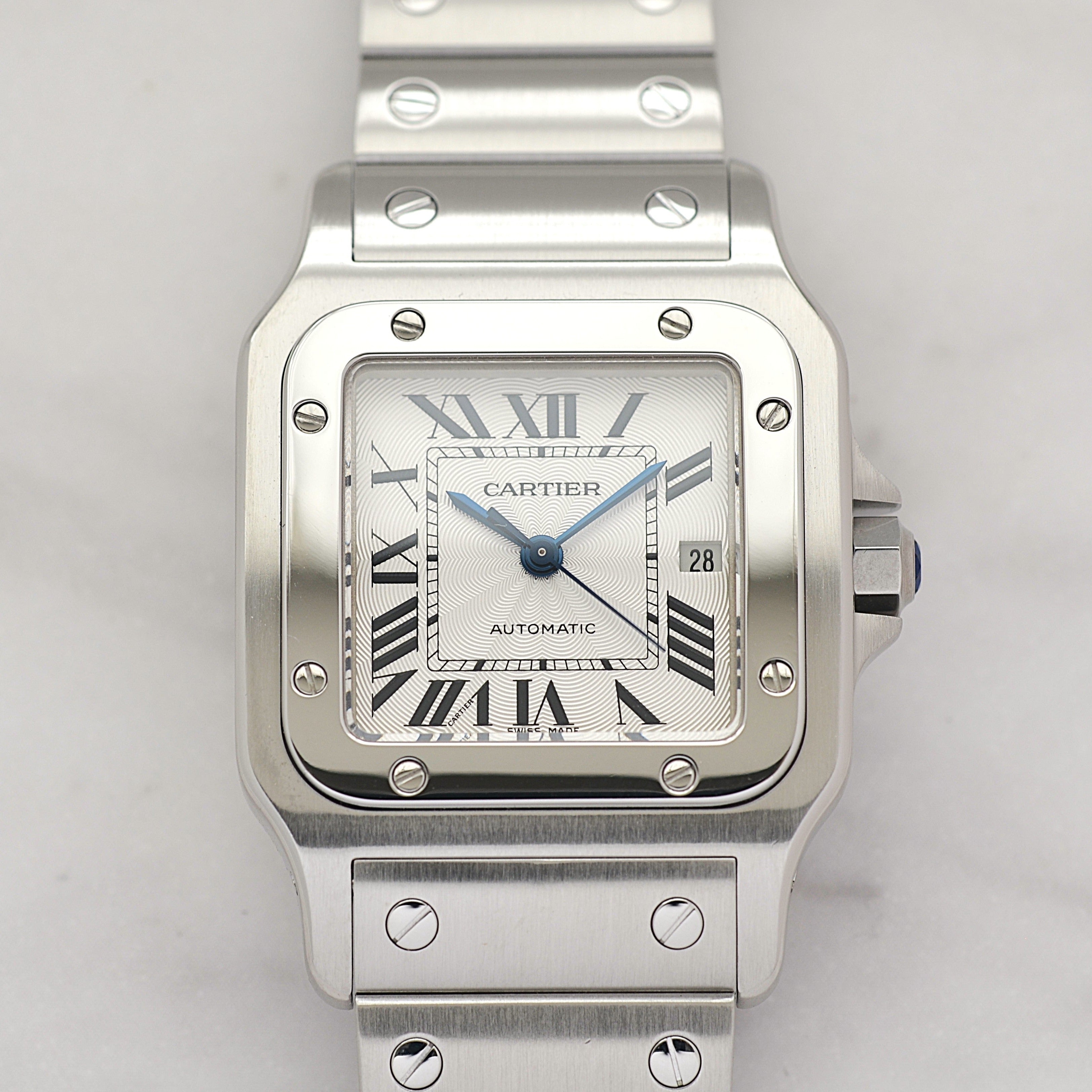【Cartier】カルティエ サントスガルベLM ステンレス ギョーシェ文字盤 カルティエコンプリートサービス済み