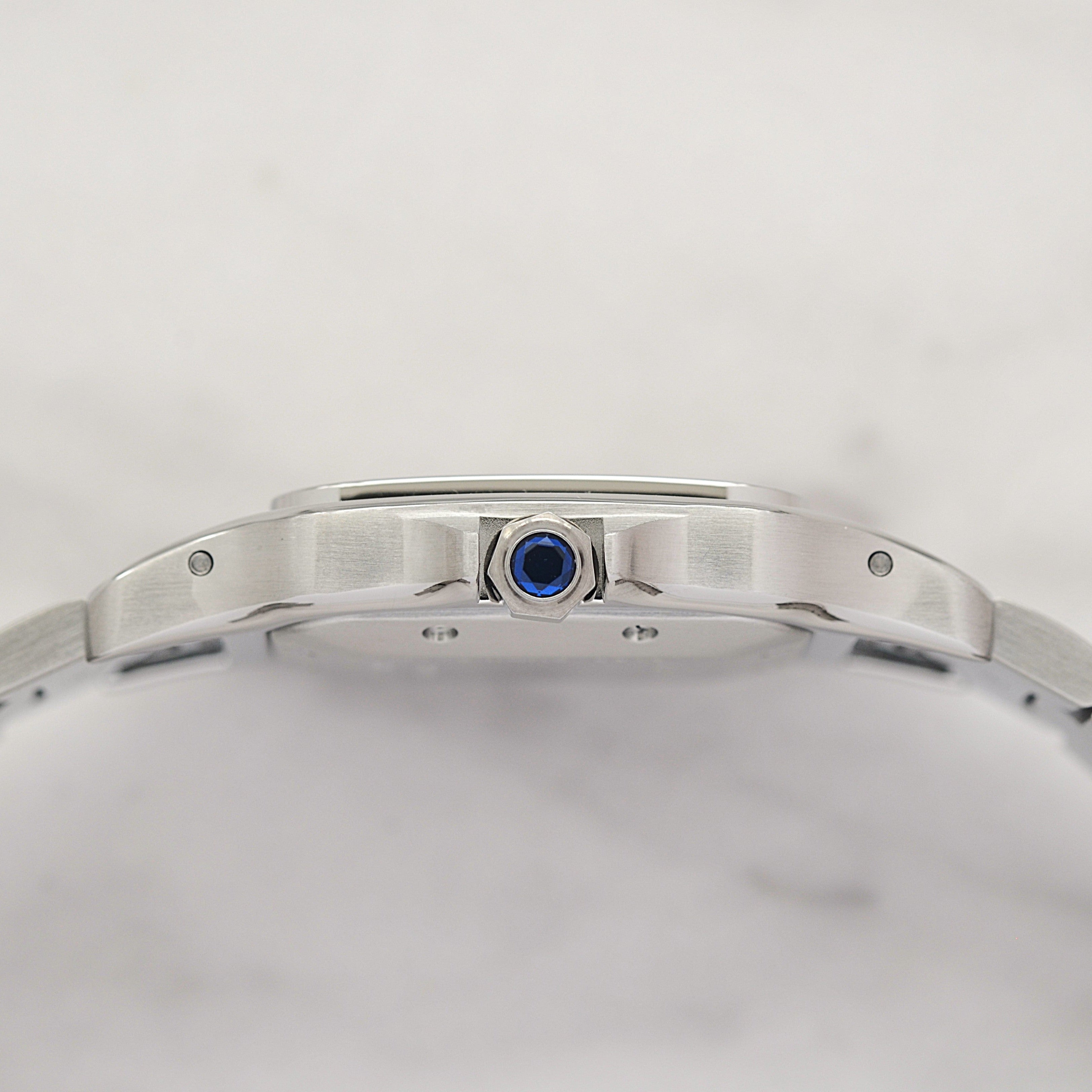 【Cartier】カルティエ サントスガルベLM ステンレス ギョーシェ文字盤 カルティエコンプリートサービス済み