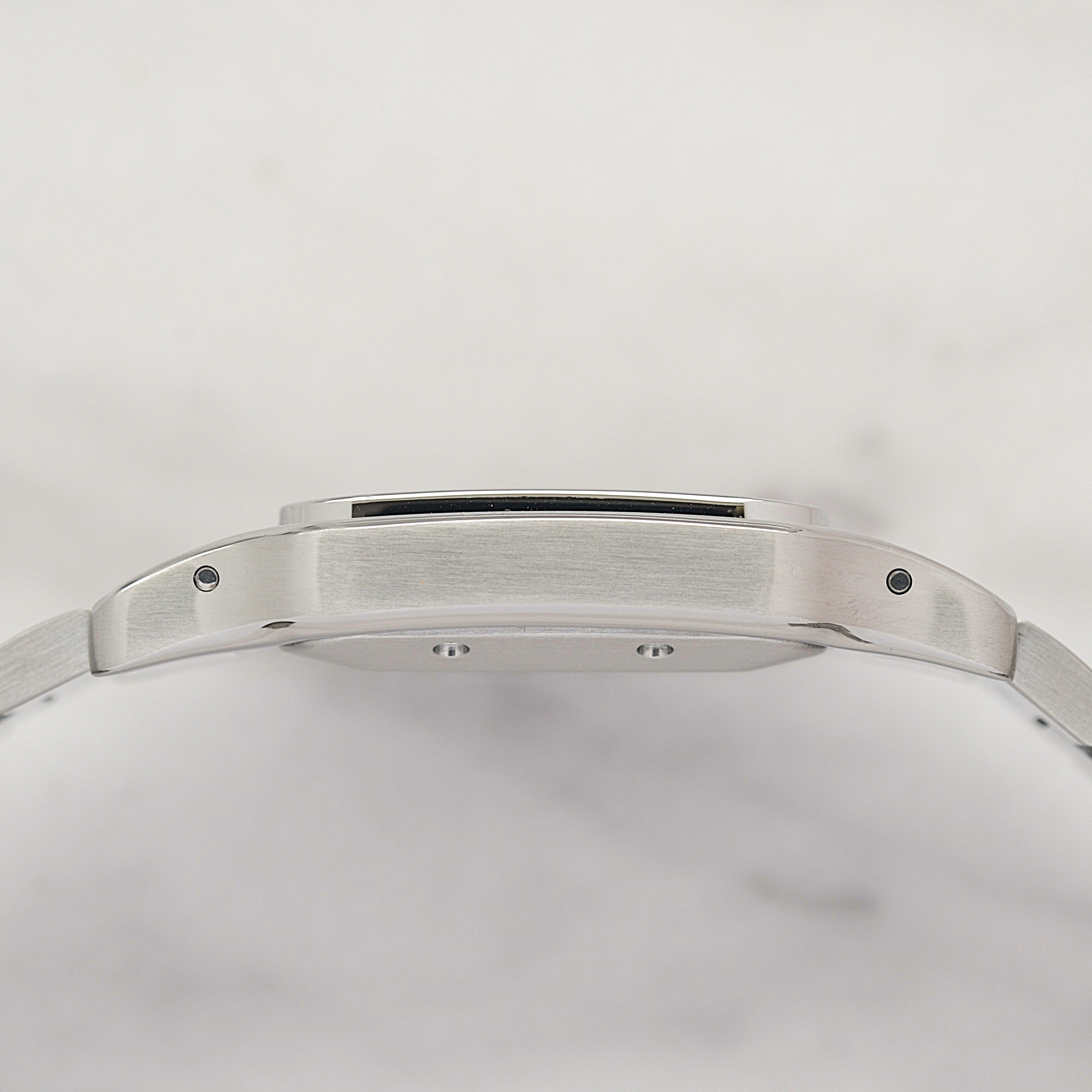 【Cartier】カルティエ サントスガルベLM ステンレス ギョーシェ文字盤 カルティエコンプリートサービス済み