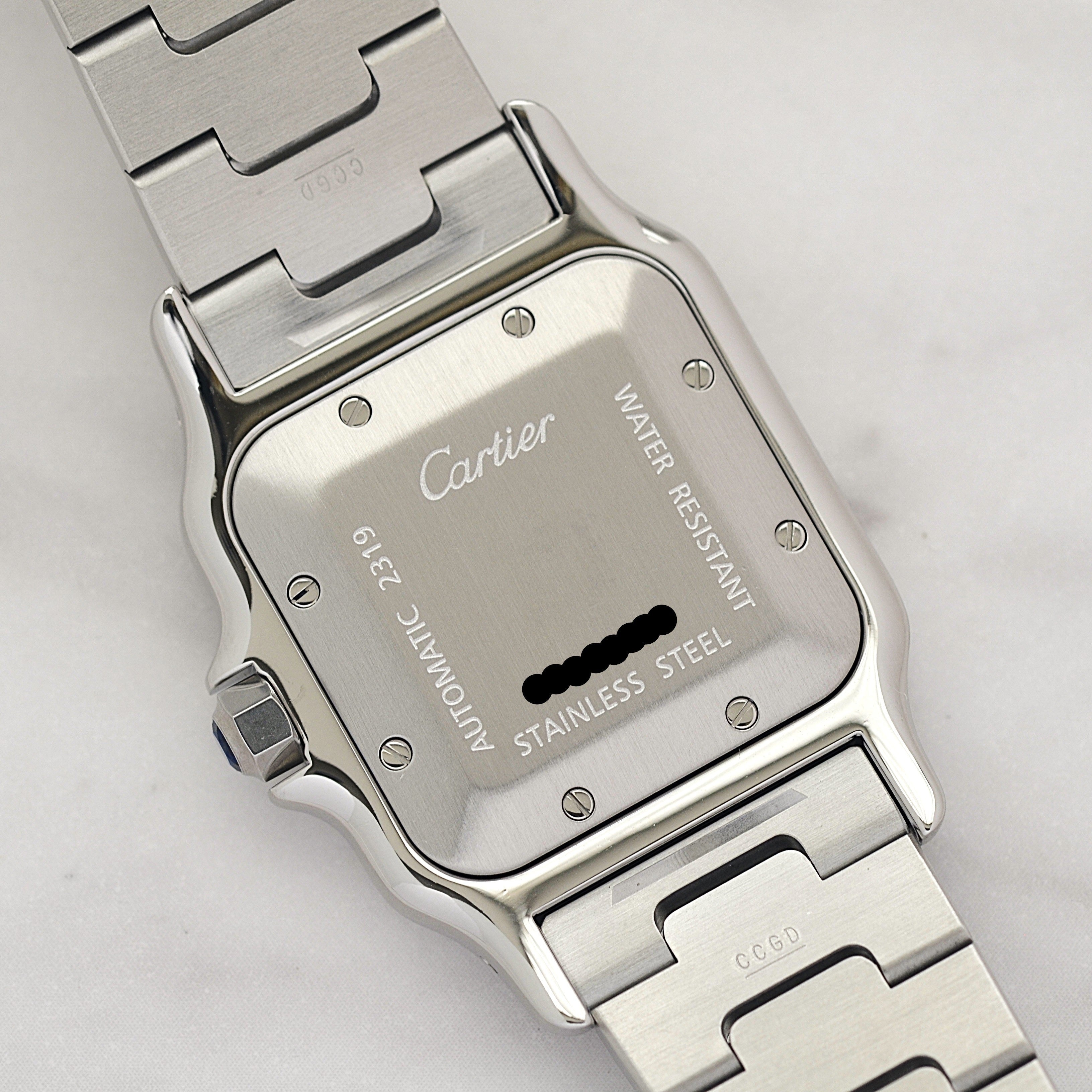 【Cartier】カルティエ サントスガルベLM ステンレス ギョーシェ文字盤 カルティエコンプリートサービス済み