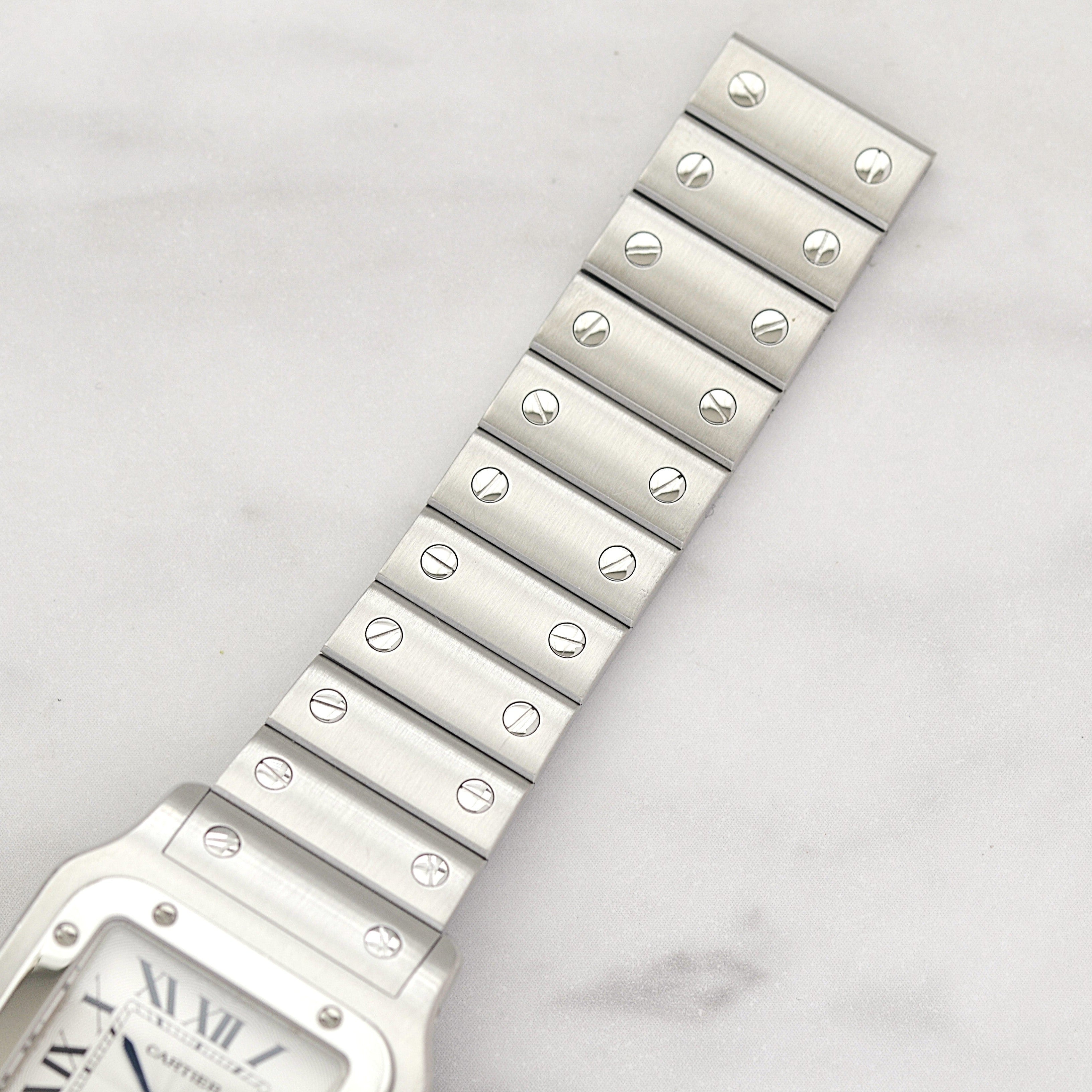 【Cartier】カルティエ サントスガルベLM ステンレス ギョーシェ文字盤 カルティエコンプリートサービス済み