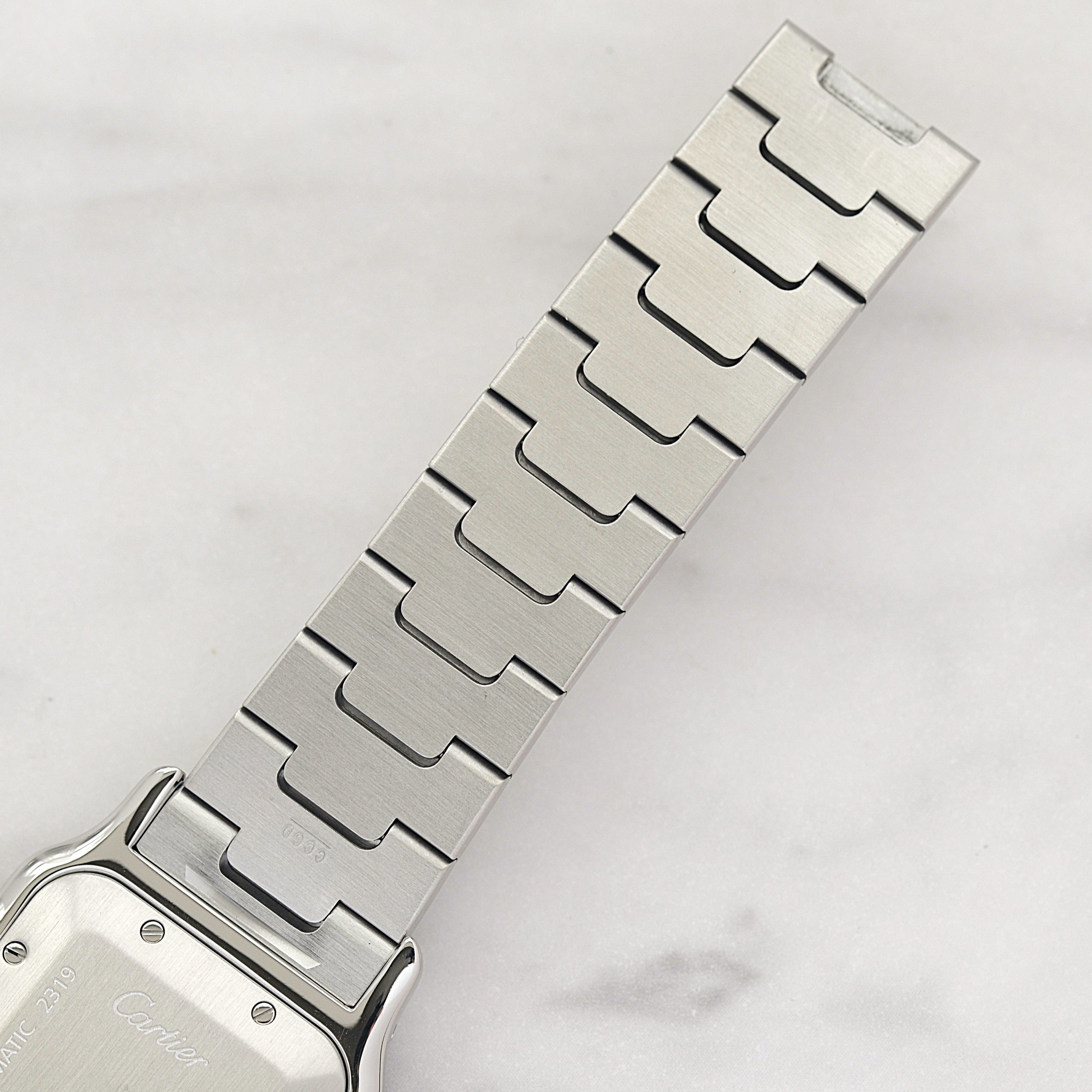 【Cartier】カルティエ サントスガルベLM ステンレス ギョーシェ文字盤 カルティエコンプリートサービス済み