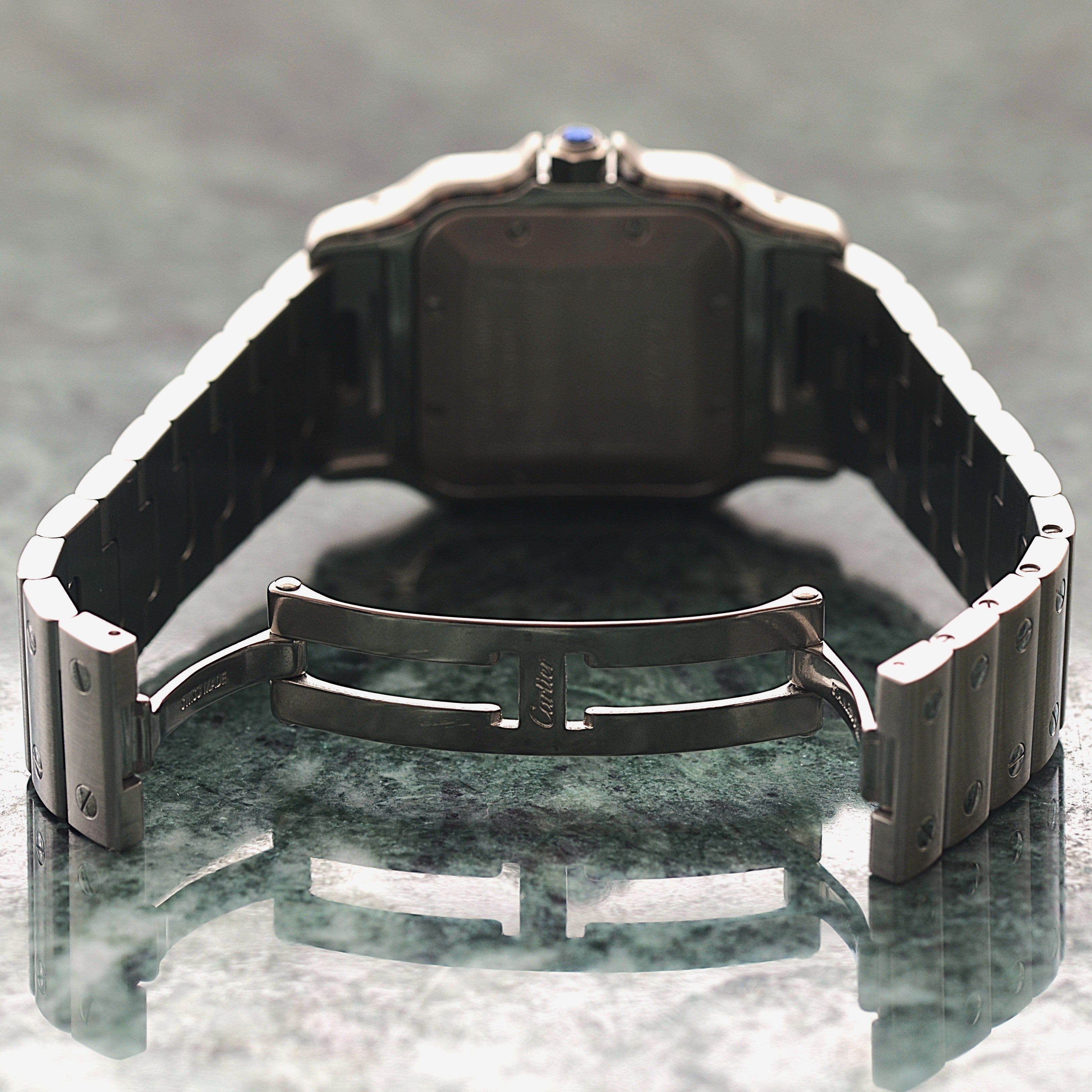 【Cartier】カルティエ サントスガルベLM ステンレス ギョーシェ文字盤 カルティエコンプリートサービス済み