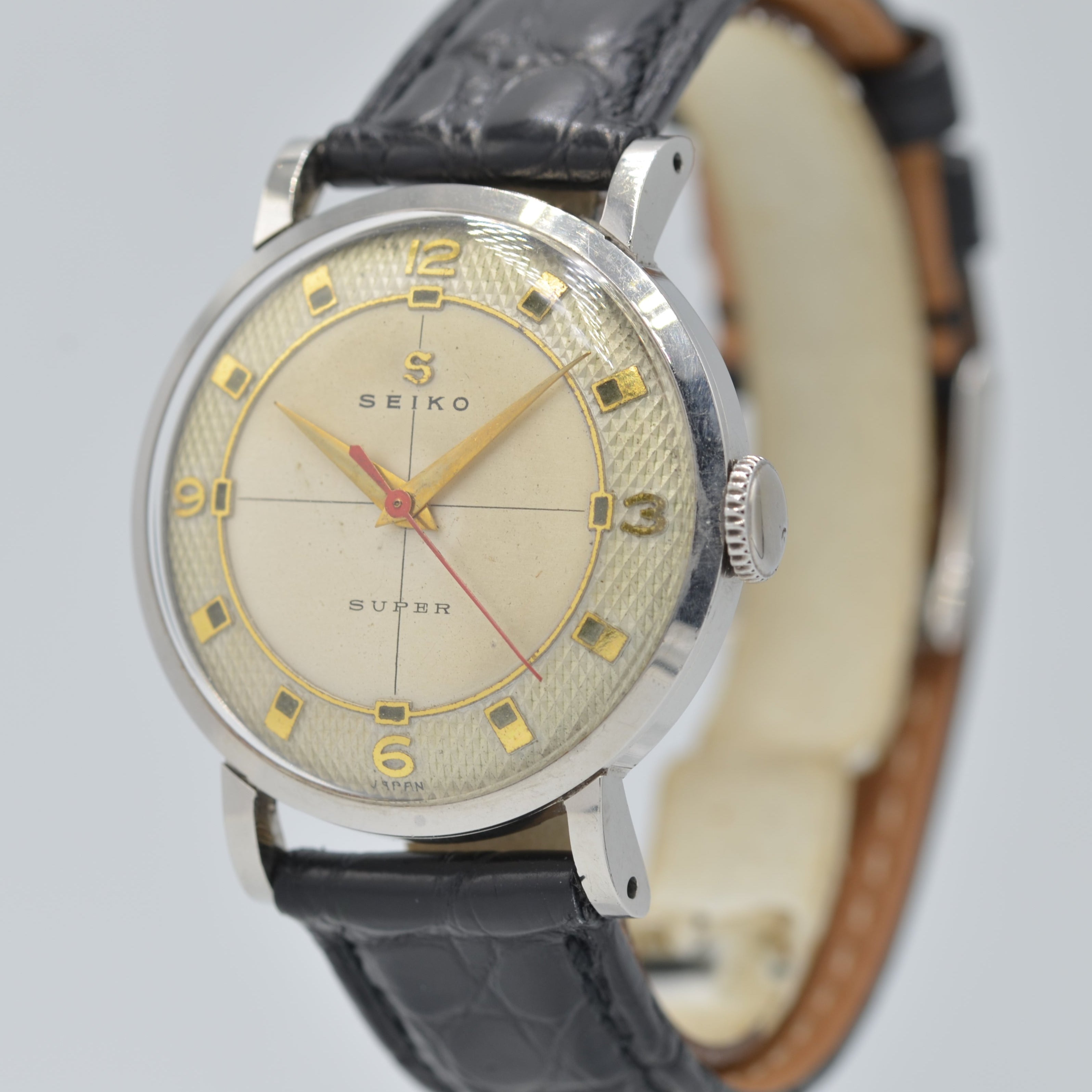 【SEIKO】 Super SS 12, 3, 6, 9 upright indexes