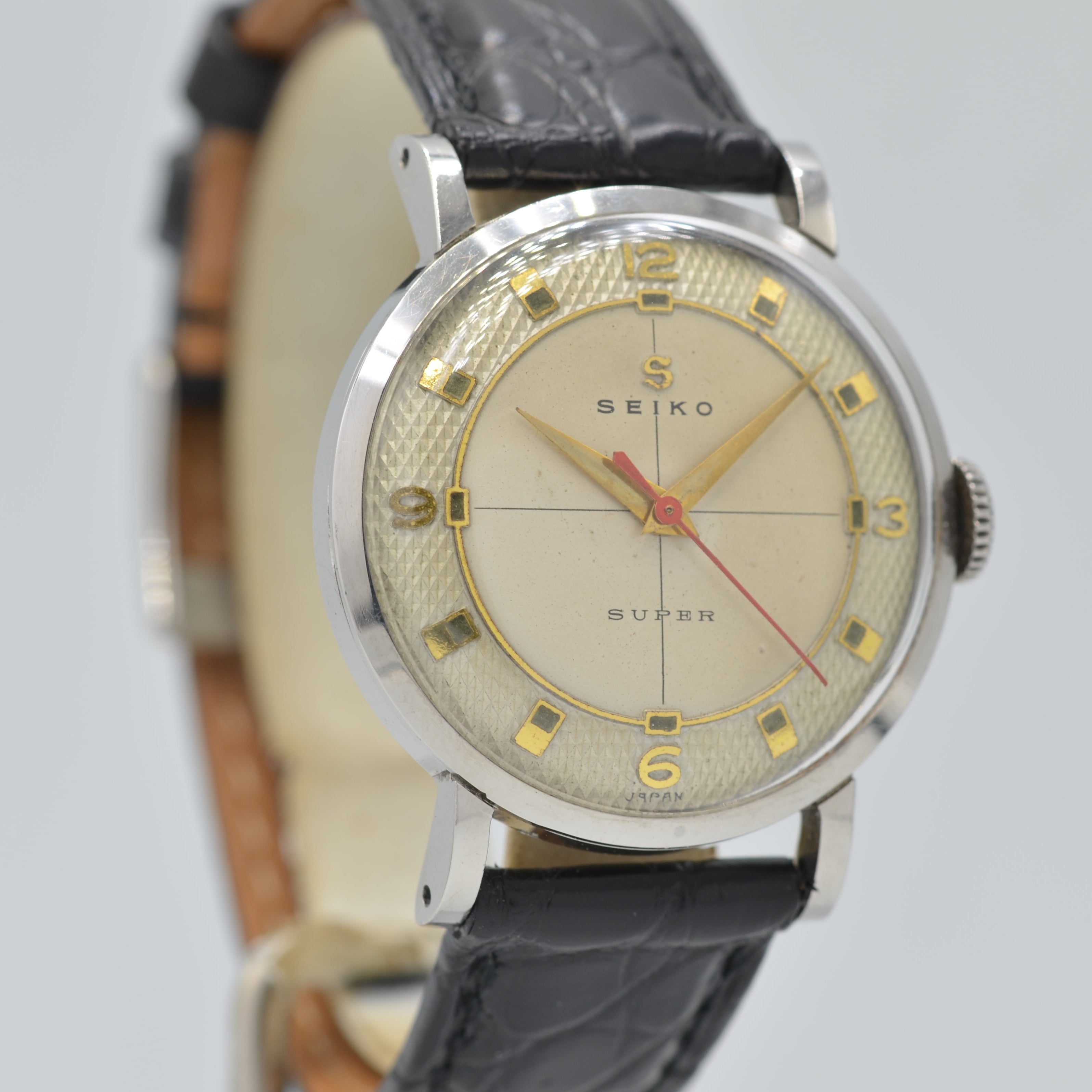 【SEIKO】 Super SS 12, 3, 6, 9 upright indexes