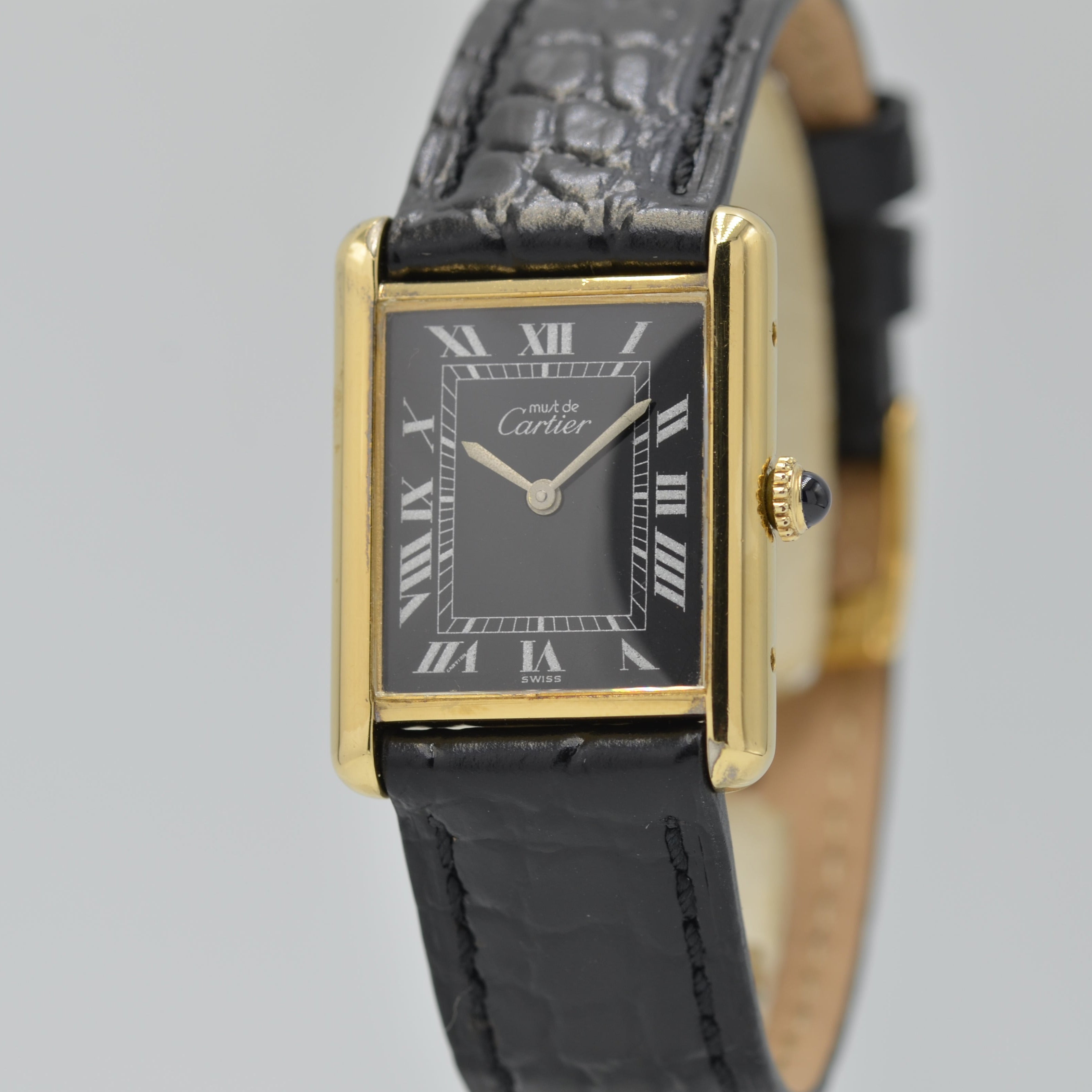 [Cartier] Cartier Must Tank LM Manual Winding Black Roman