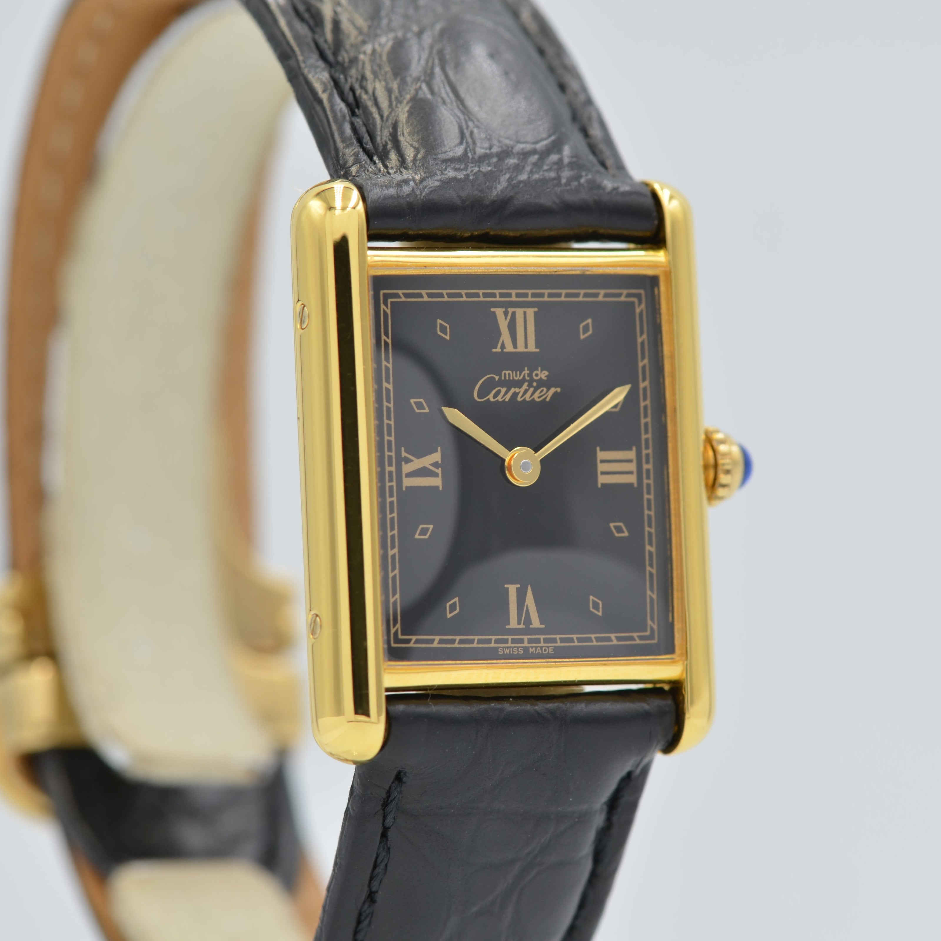 [Cartier] Cartier Must Tank LM Black with 4 Roman accessories