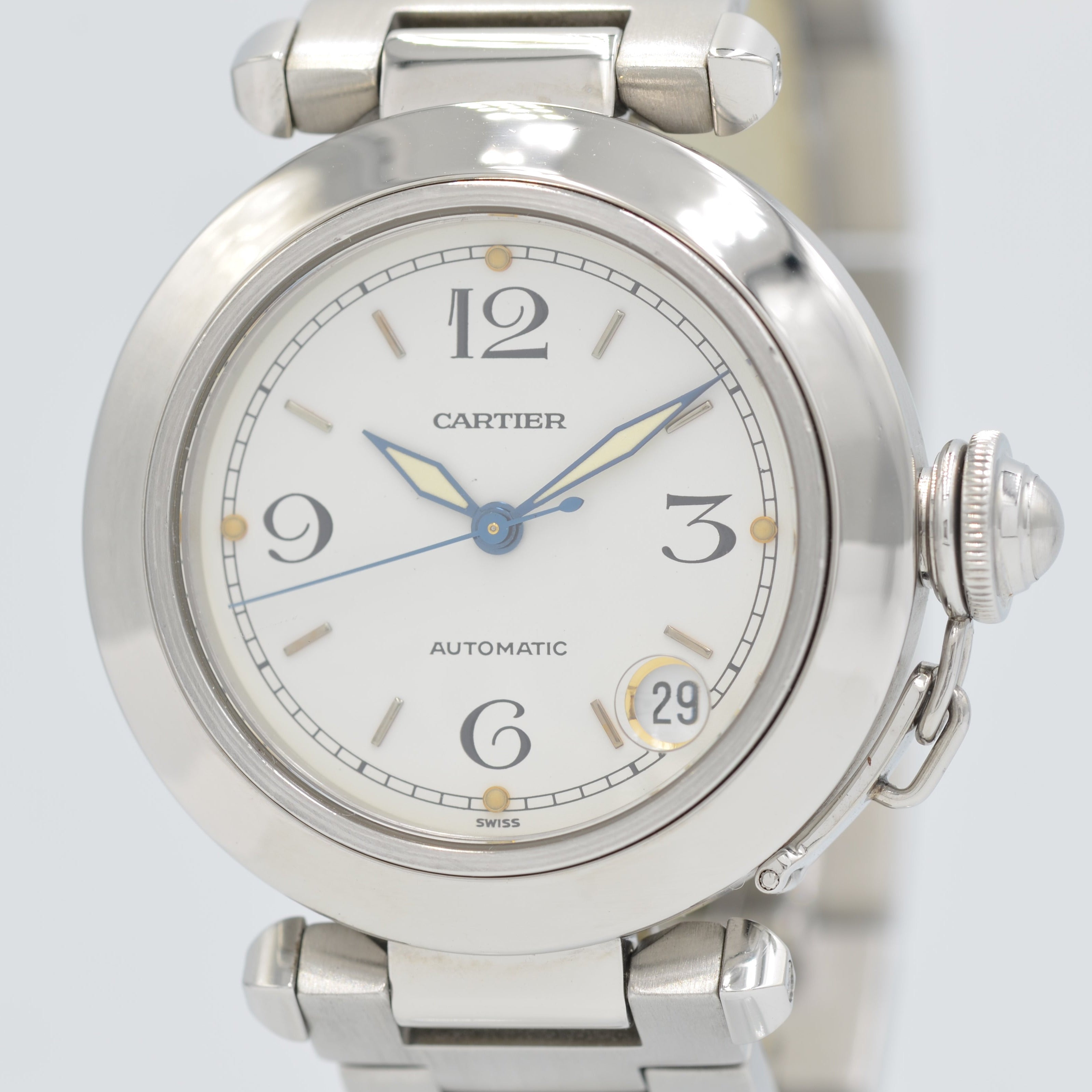 【Cartier】カルティエ<BR>パシャ C35White前期型 国際保証書付き