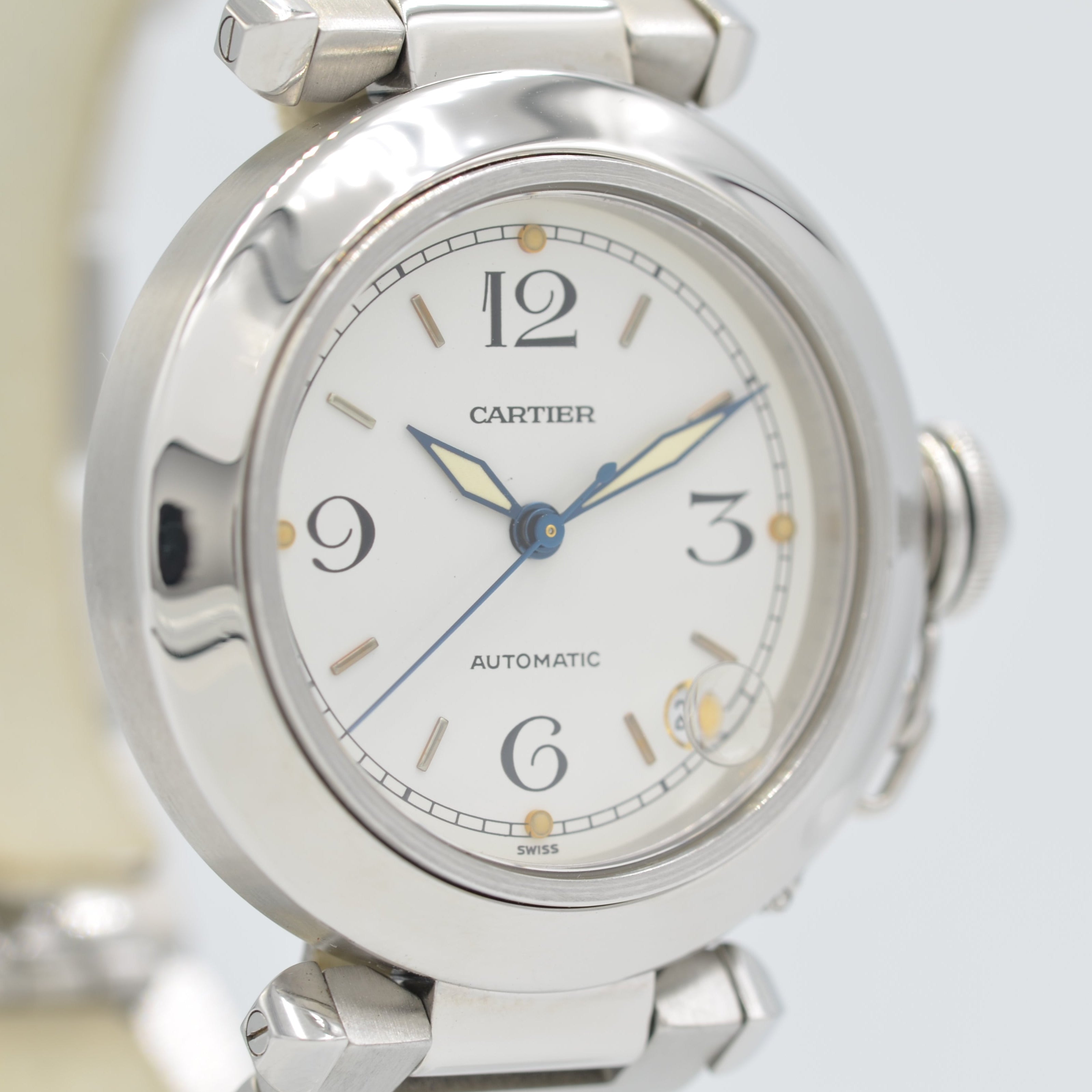 【Cartier】カルティエ<BR>パシャ C35White前期型 国際保証書付き