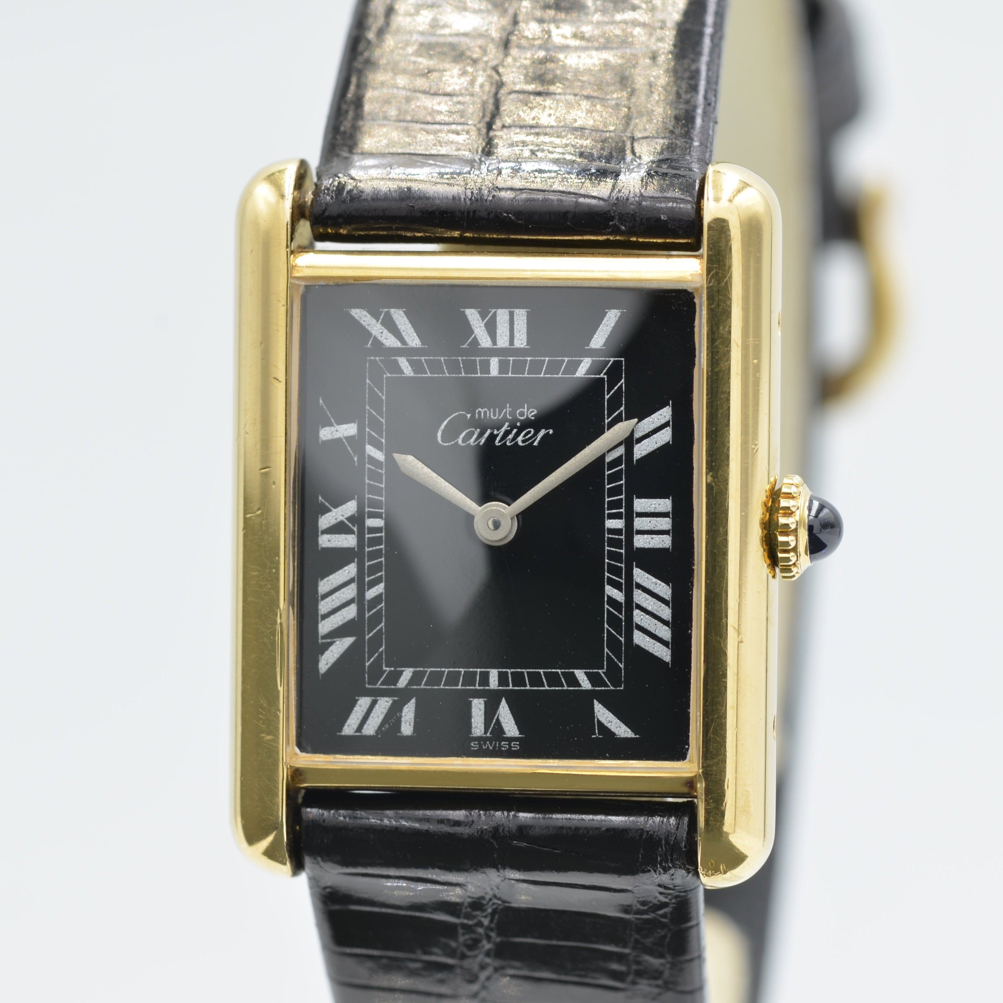 [Cartier] Cartier Must Tank LM Black Roman Manual Winding