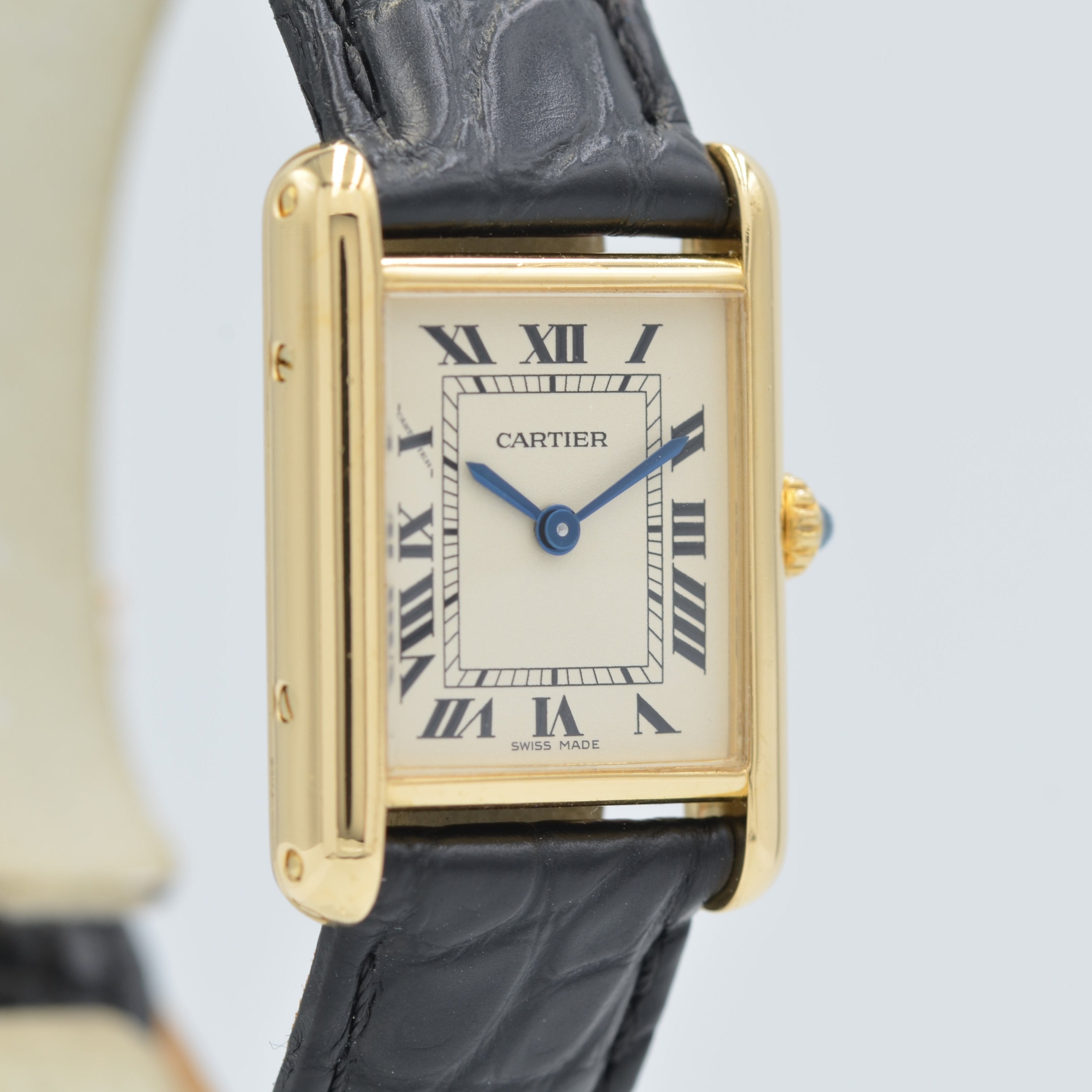 【Cartier】カルティエ<BR>タンクルイカルティエ SM 18KYG 純正18金Dバックル付き