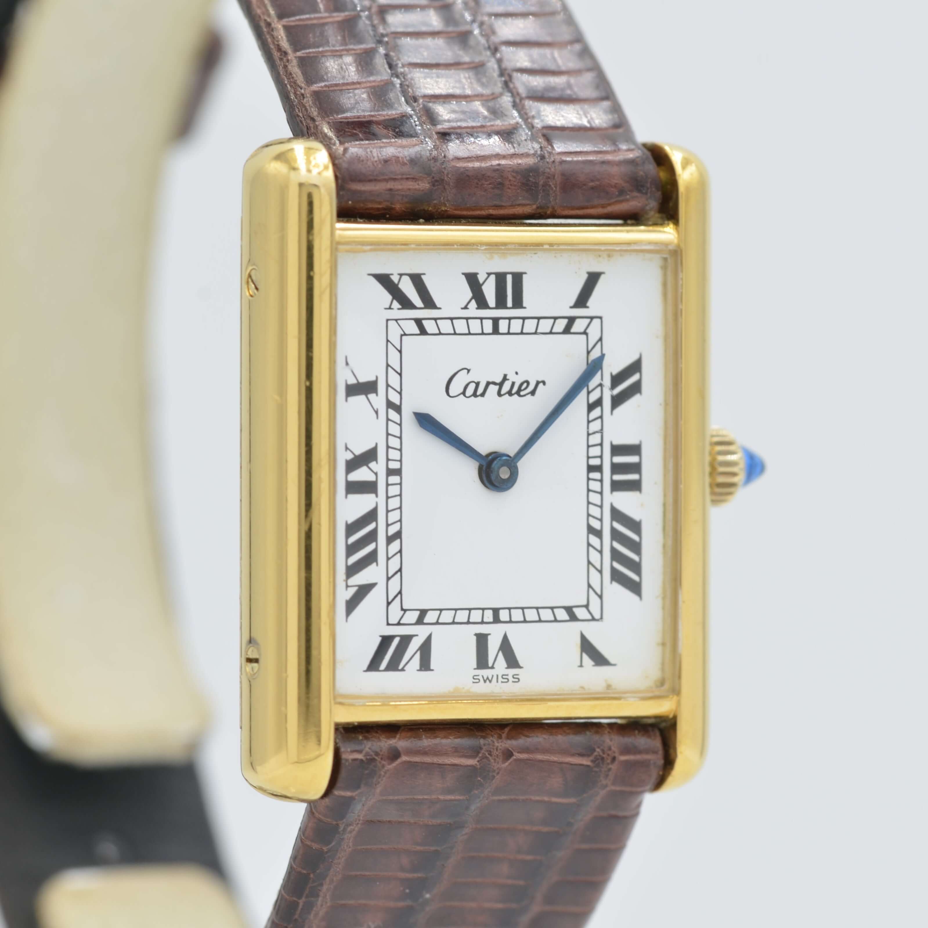 Cartier】マストタンクLM手巻きホワイトローマ Pre-must de TANK 