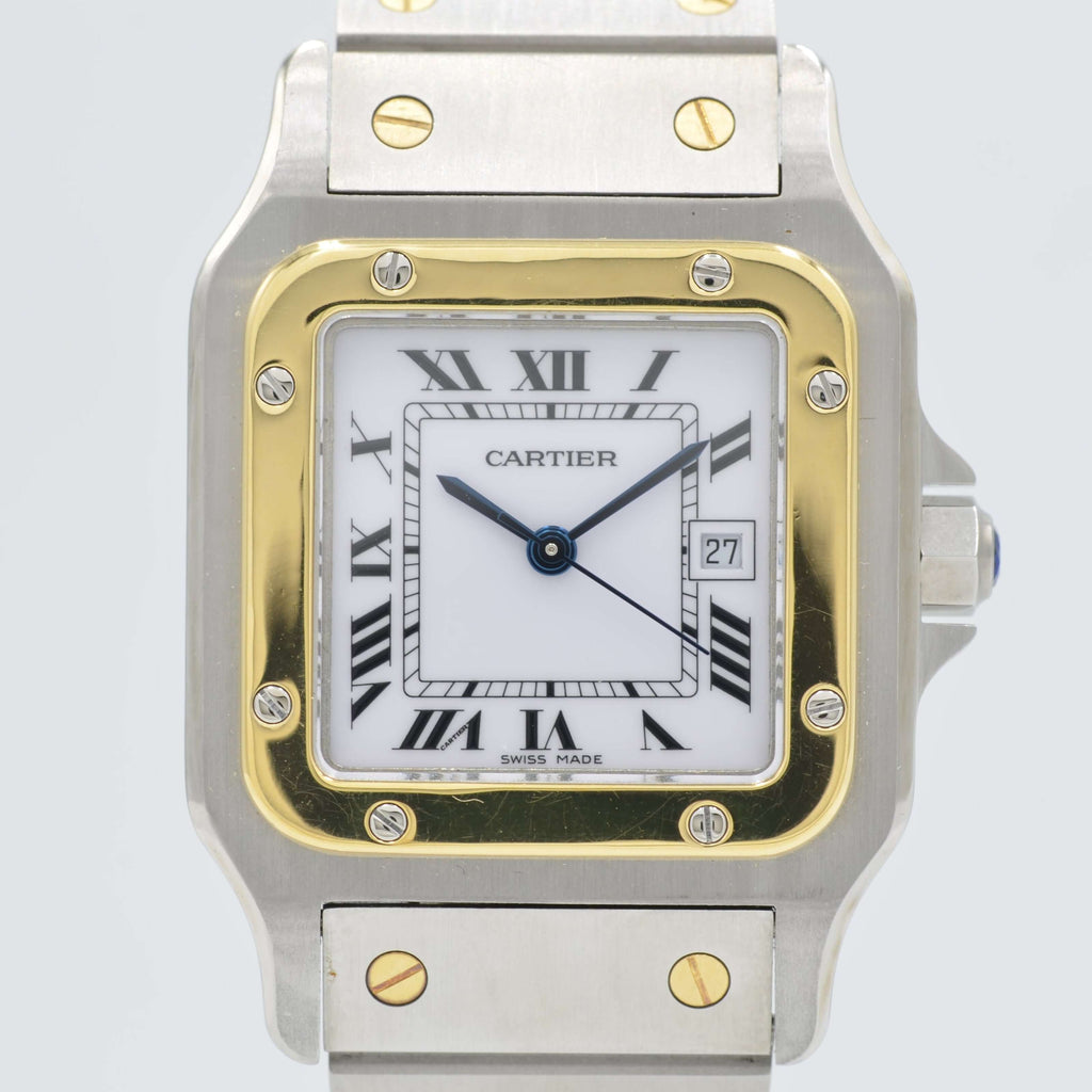 カルティエ/CARTIER サントスガルベ LM 自動巻き腕時計 カルティエ サントスガルべLMサイズ ギョーシェ彫 自動巻 オール