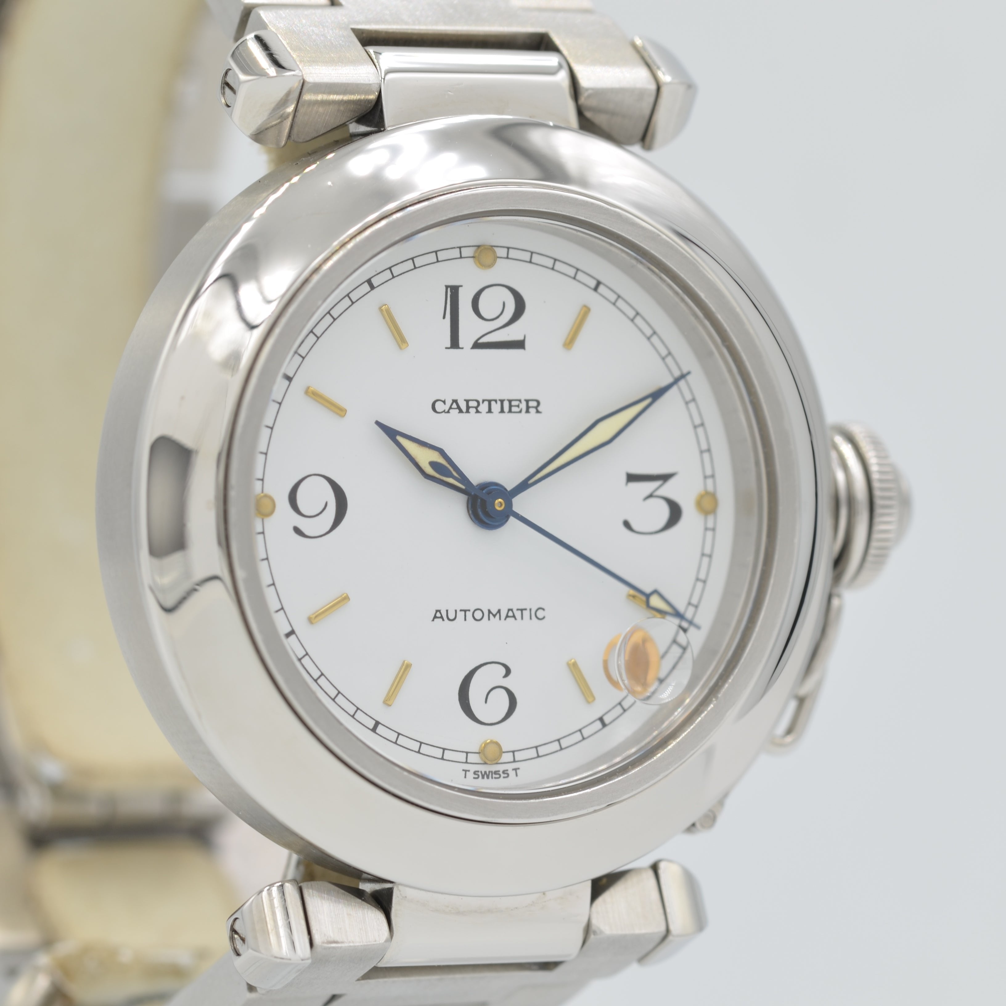 【Cartier】カルティエ<BR>パシャ C35White前期型 国際保証書付き