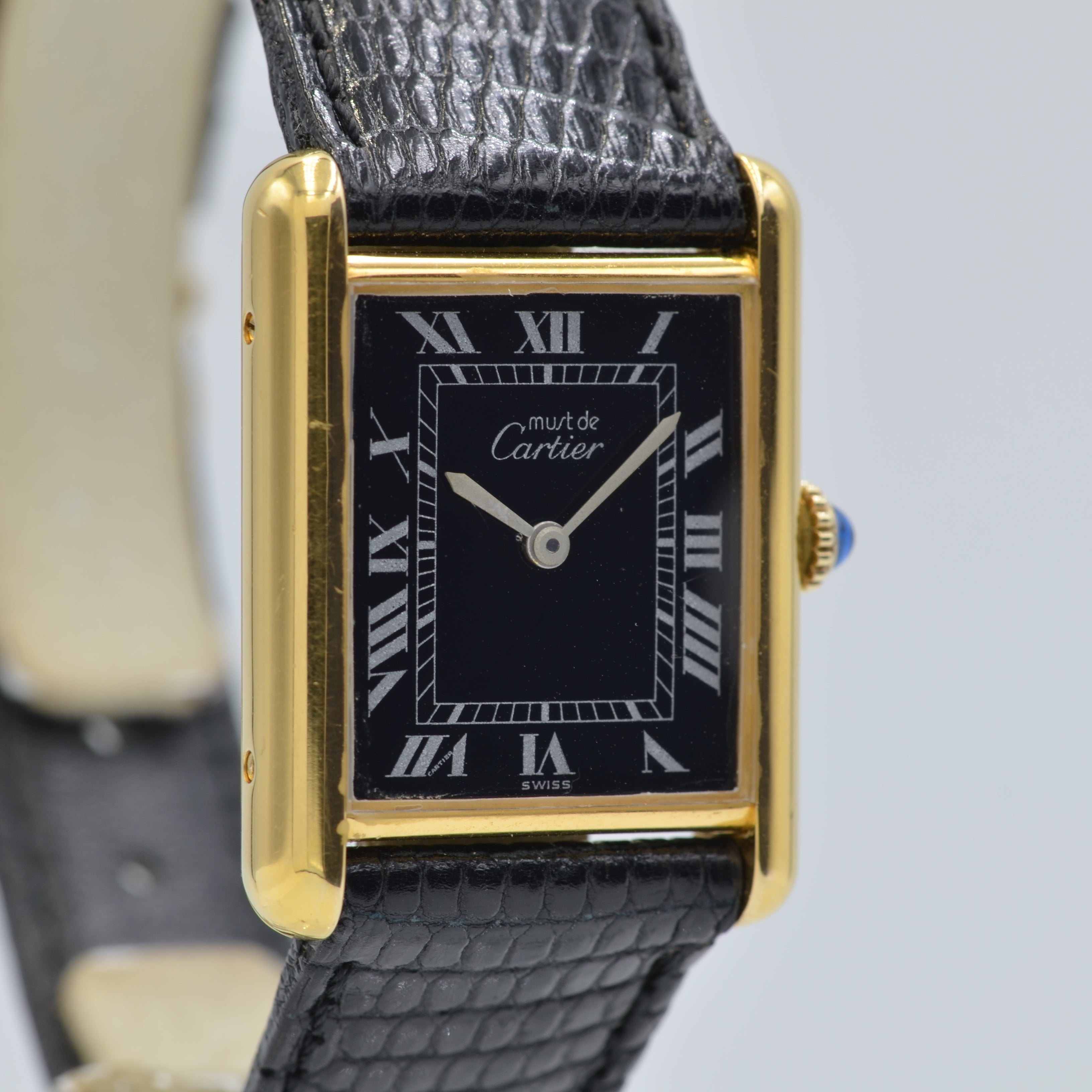 [Cartier] Cartier Must Tank LM Manual Winding Black Roman with accessories