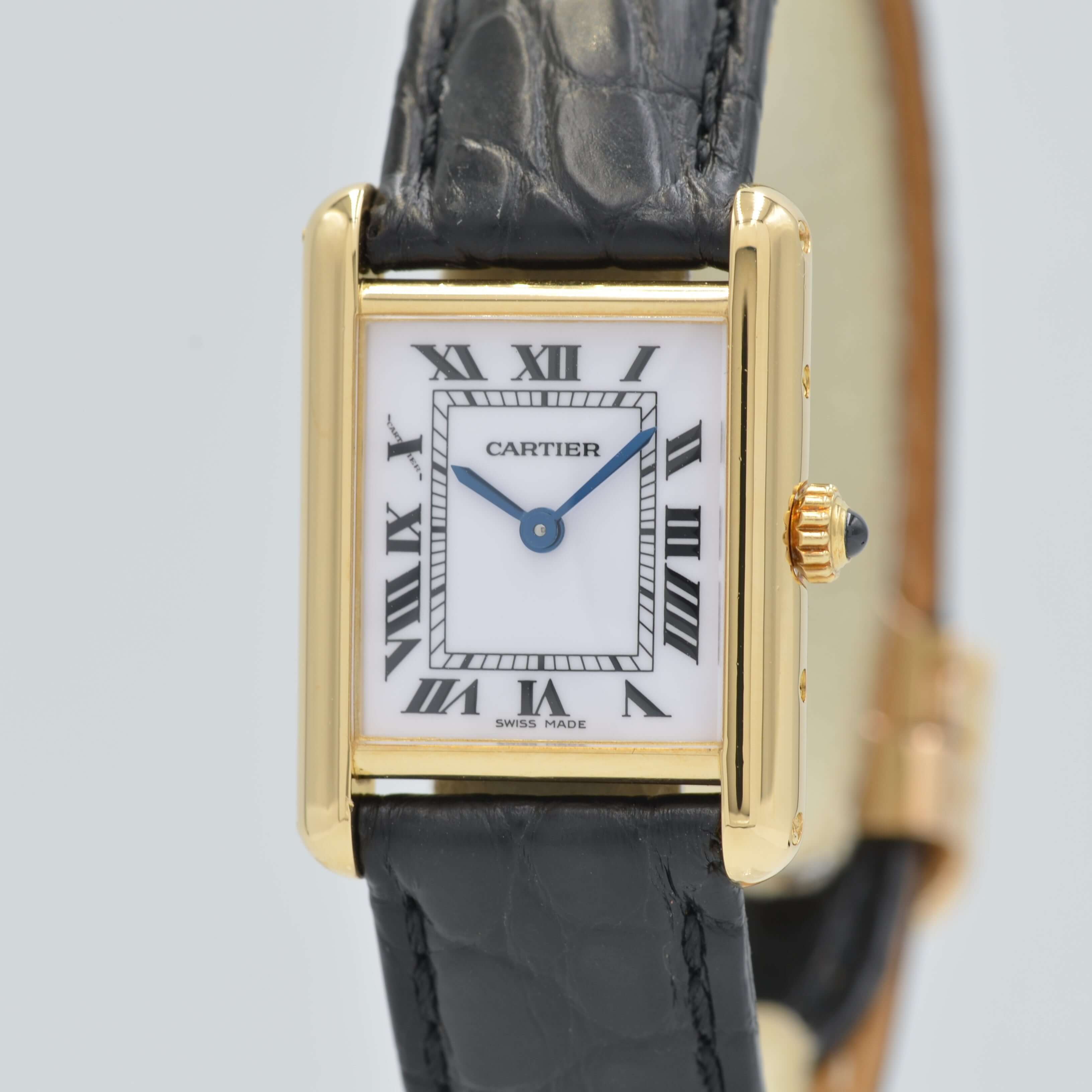 [Cartier] Cartier Tank Louis Cartier SM 18KYG Cartier repaired with genuine 18k gold D buckle