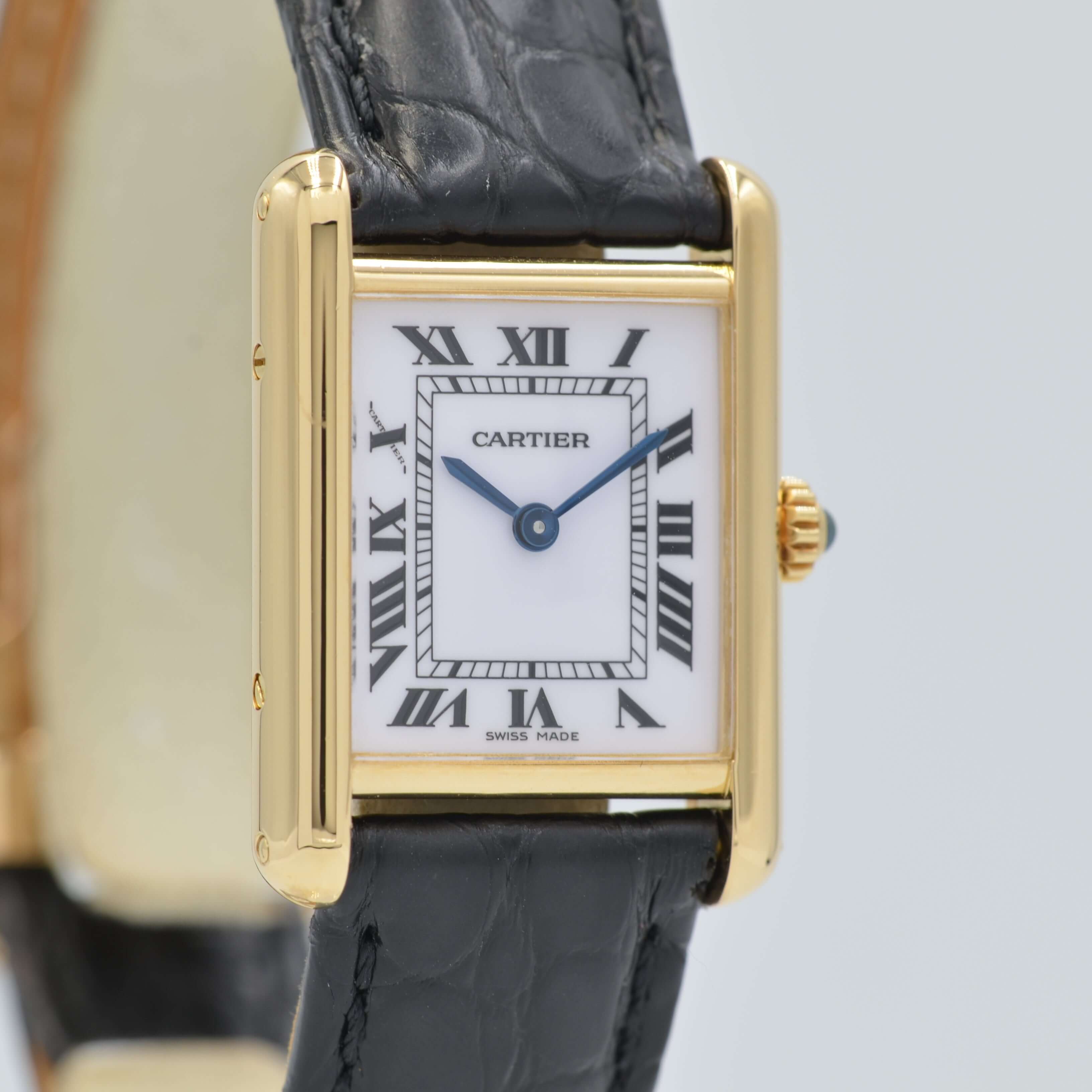 [Cartier] Cartier Tank Louis Cartier SM 18KYG Cartier repaired with genuine 18k gold D buckle