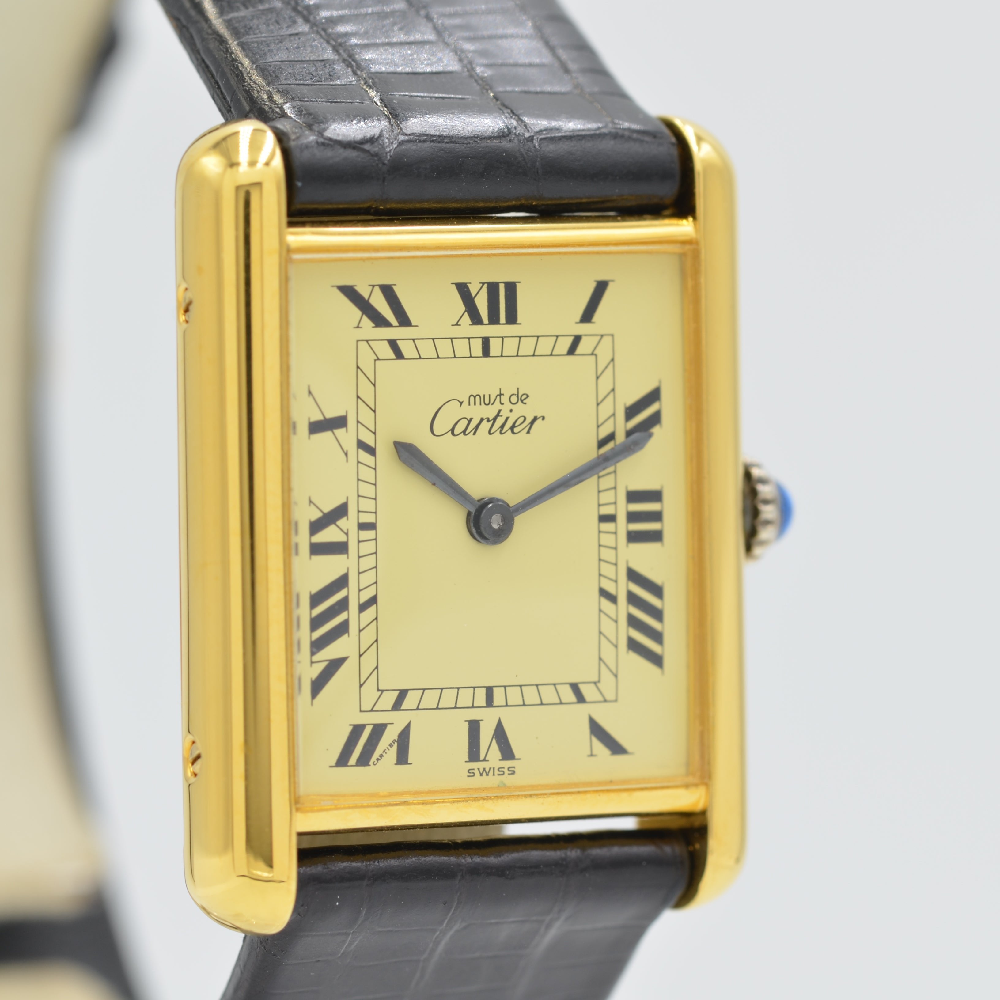 [Cartier] Cartier Must Tank LM Hand-wound Ivory Roman with genuine buckle