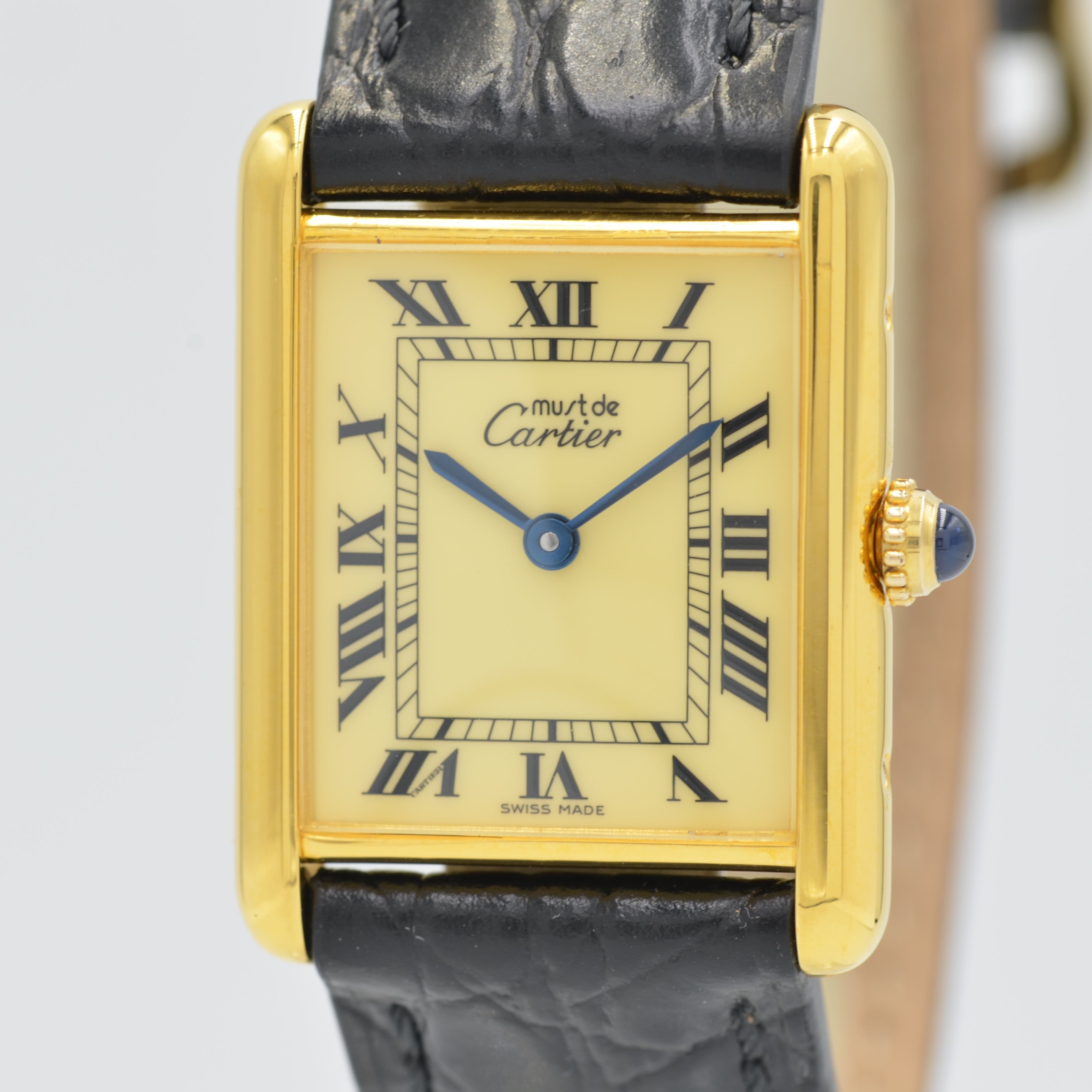 [Cartier] Cartier Must Tank LM Ivory Roma QZ with genuine buckle