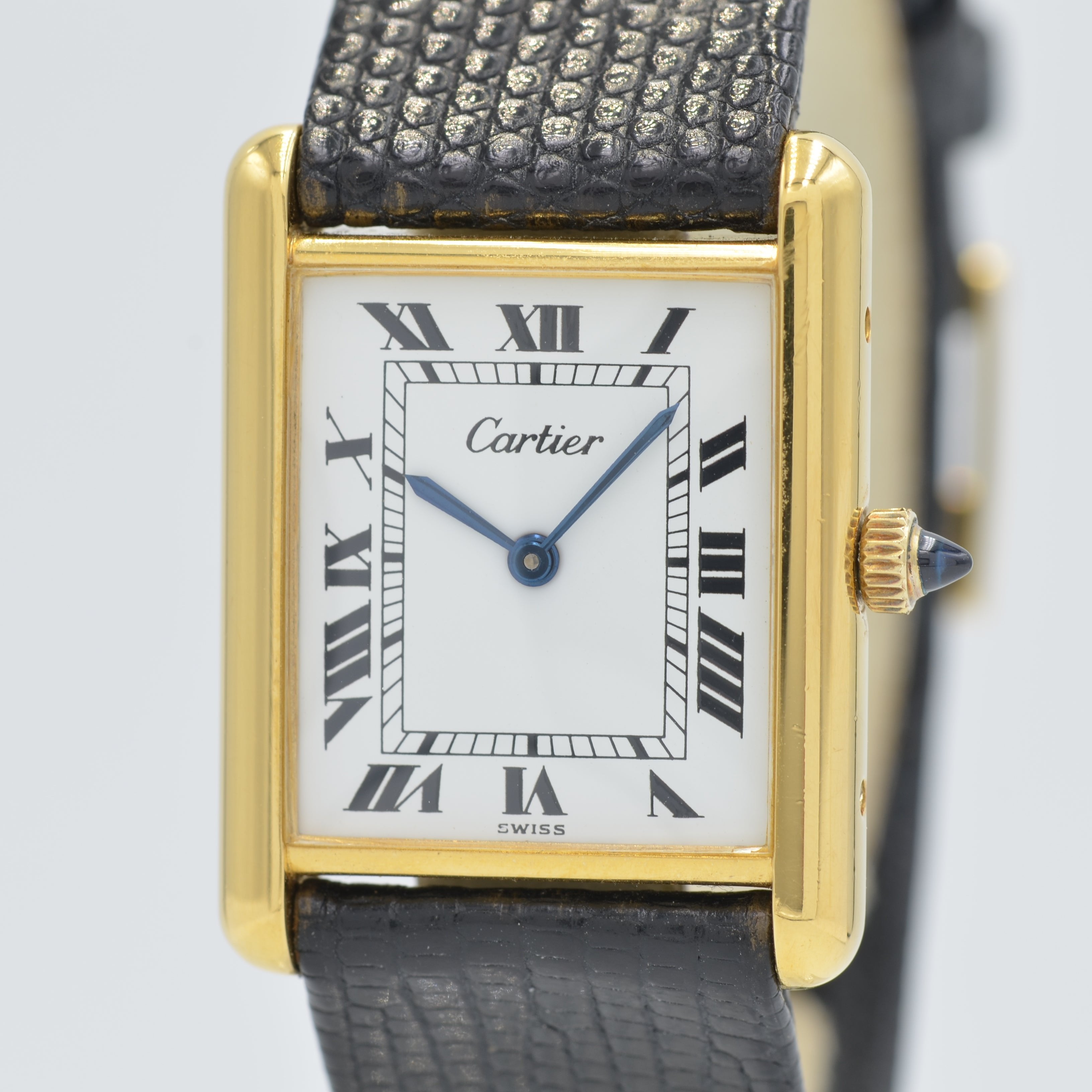 [Cartier] Cartier<br> Must Tank LM Hand-wound White Roman Pre-must de TANK with accessories