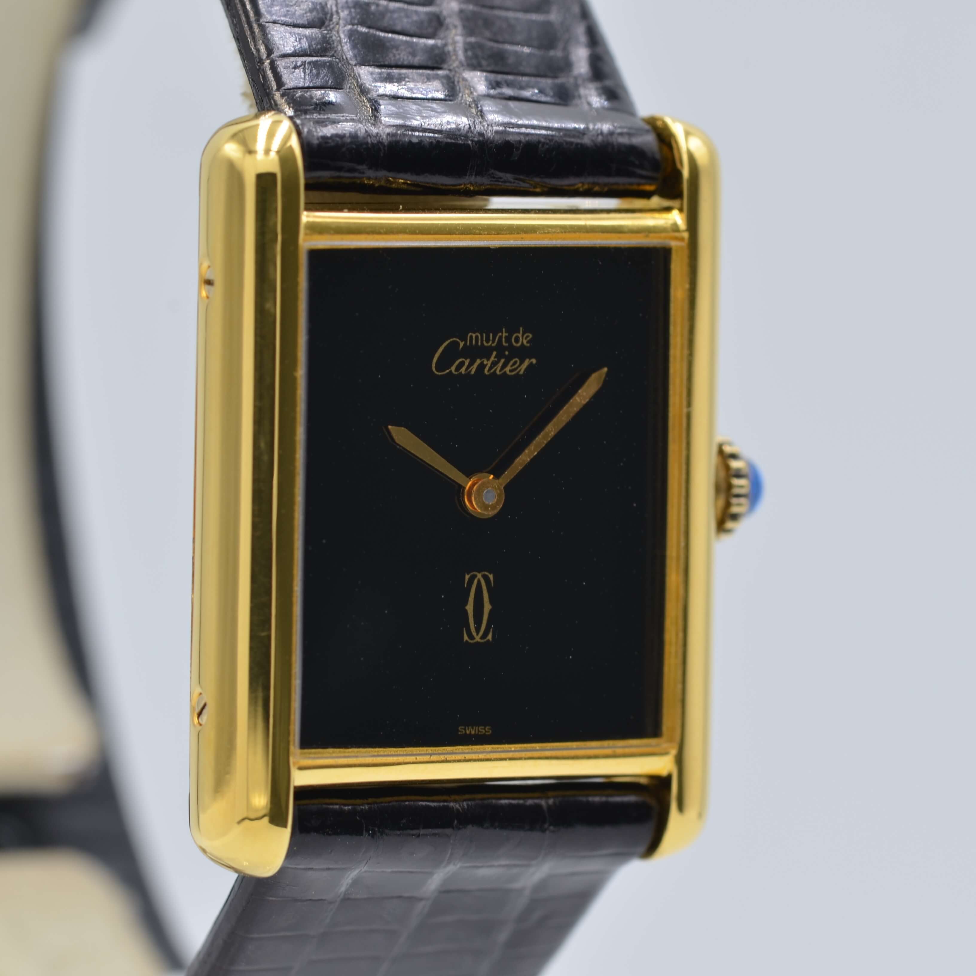 【Cartier】カルティエ<BR> マストタンク LMオニキス 純正尾錠付き