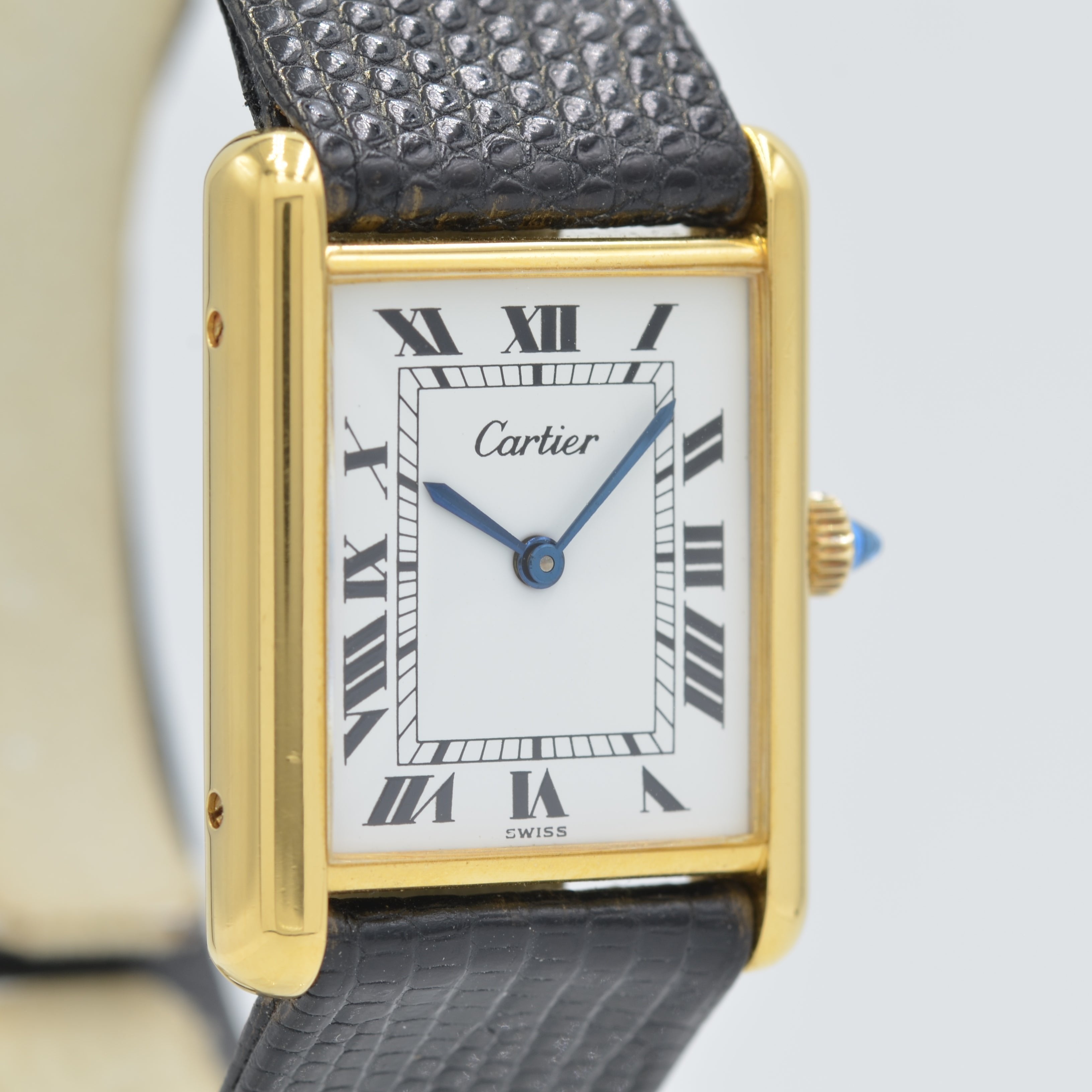 [Cartier] Cartier<br> Must Tank LM Hand-wound White Roman Pre-must de TANK with accessories