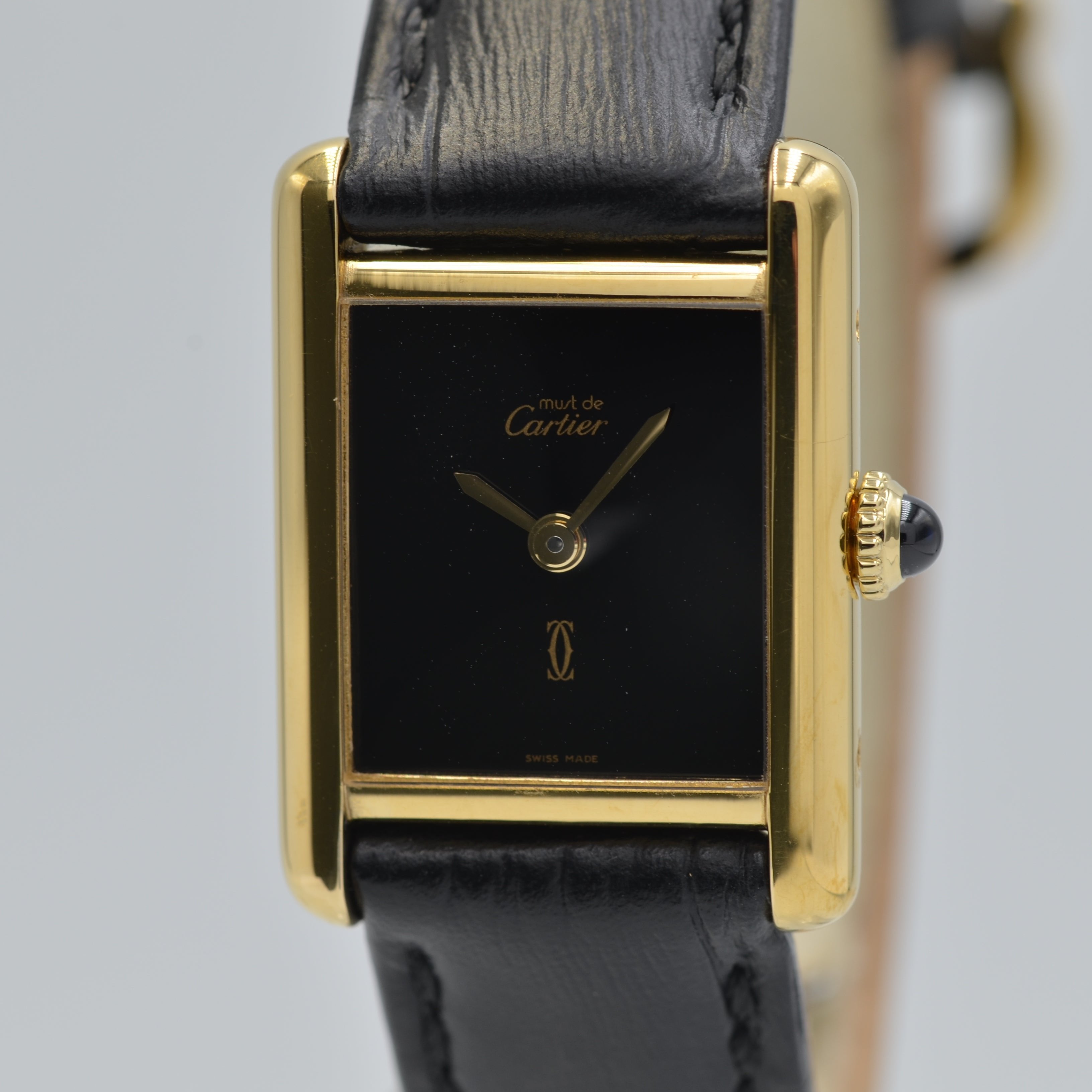 【Cartier】カルティエ<BR> マストタンク SMオニキス 永久保証書付き