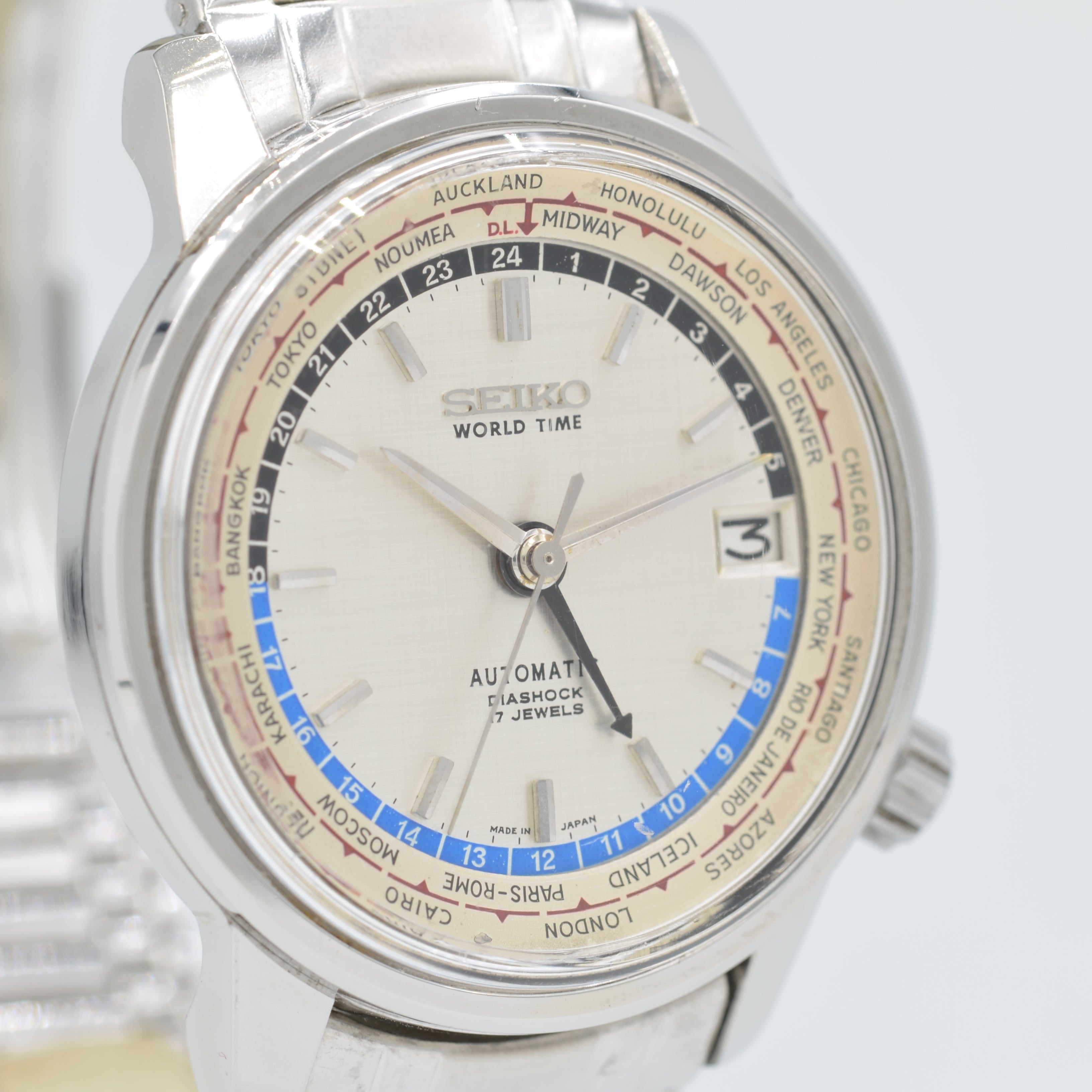 【SEIKO】セイコー<BR>ワールドタイム1st 6217-7000 東京五輪Silver <BR>純正ブレスレット付き