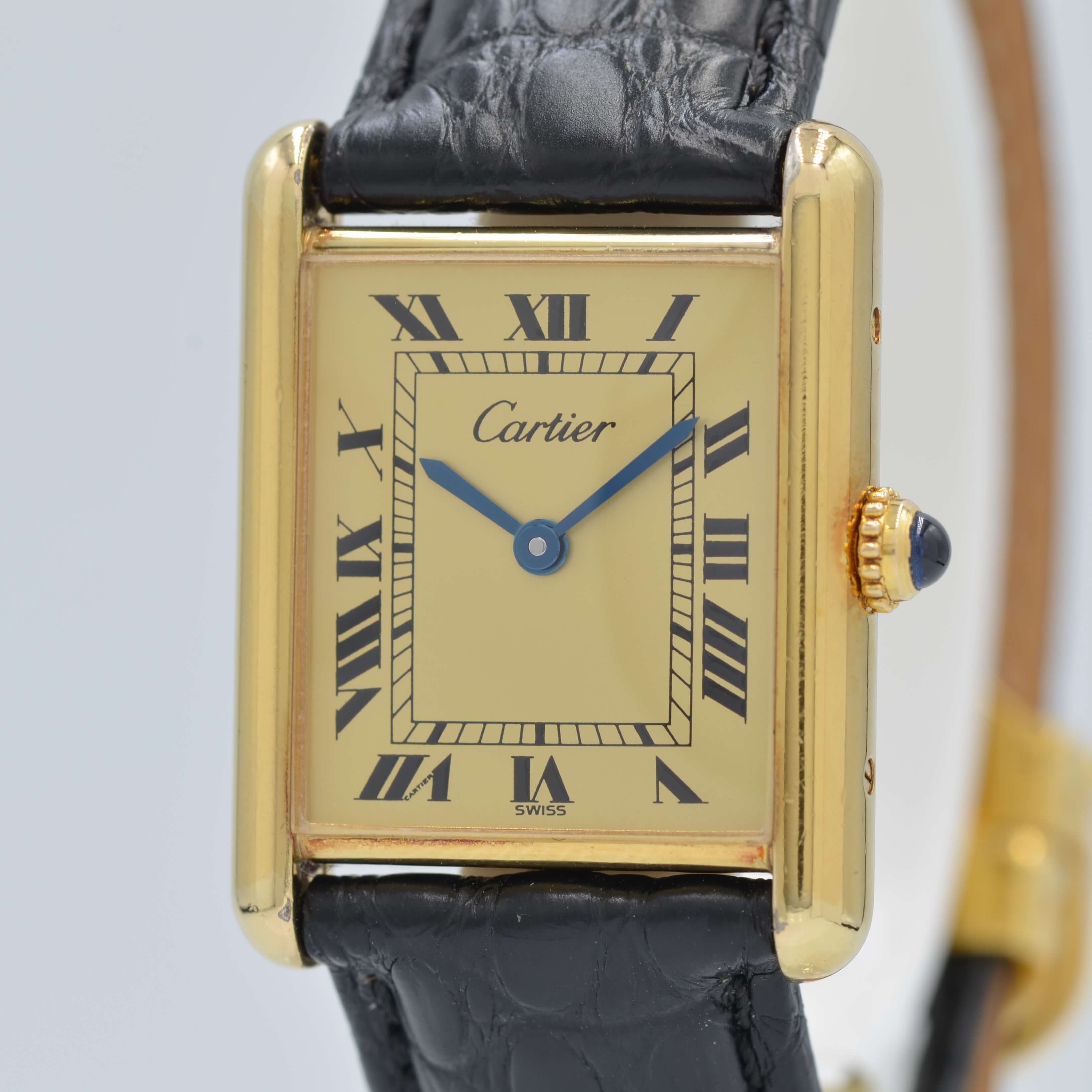 [Cartier] Cartier Must Tank LM Champagne Roma QZ with genuine D-buckle