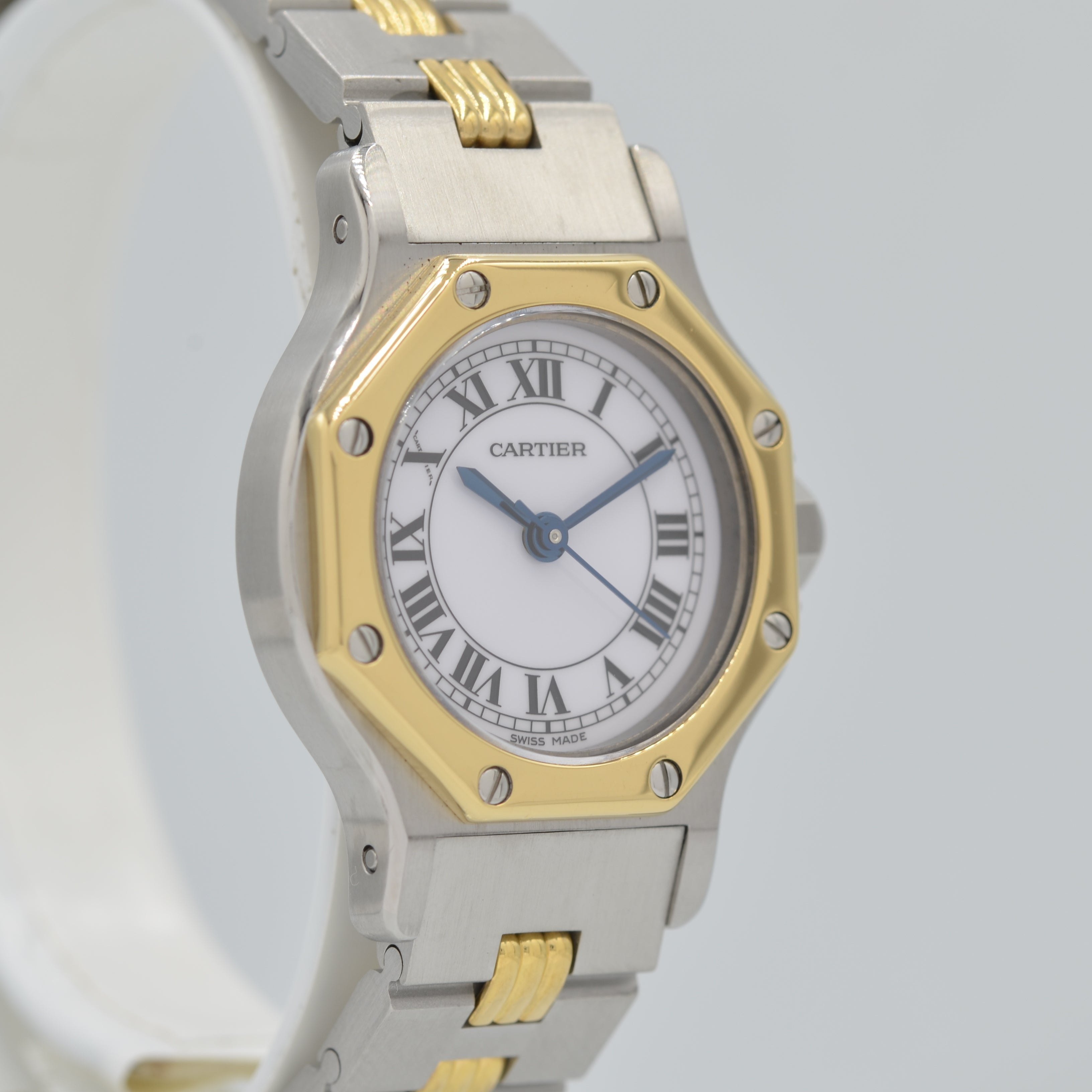 [Cartier] Cartier Santos Octagon SM Godron Bracelet 18KYG x SS<br> Lifetime warranty included