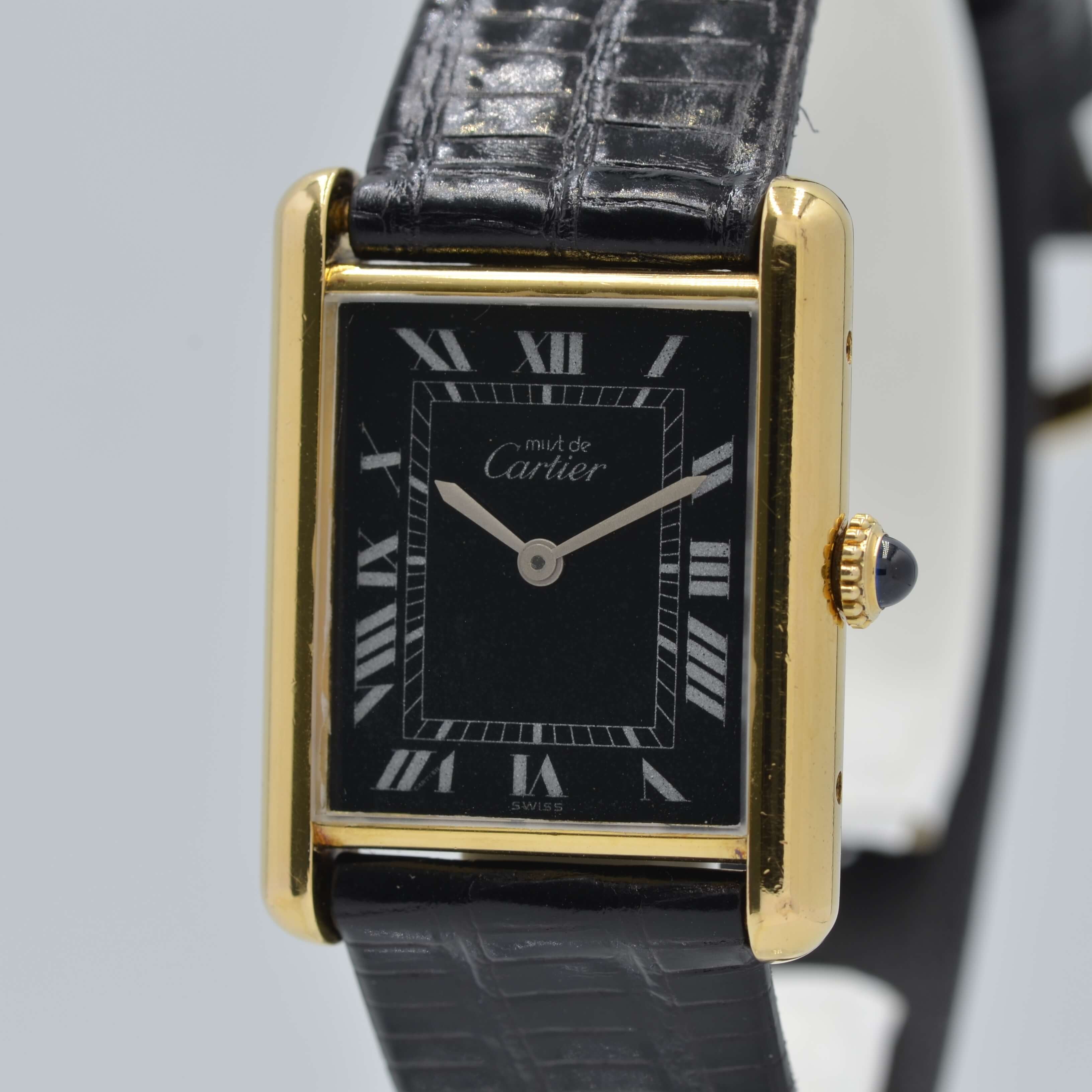 [Cartier] Cartier<br> Mast Tank LM Hand-wound Black Roma with accessories