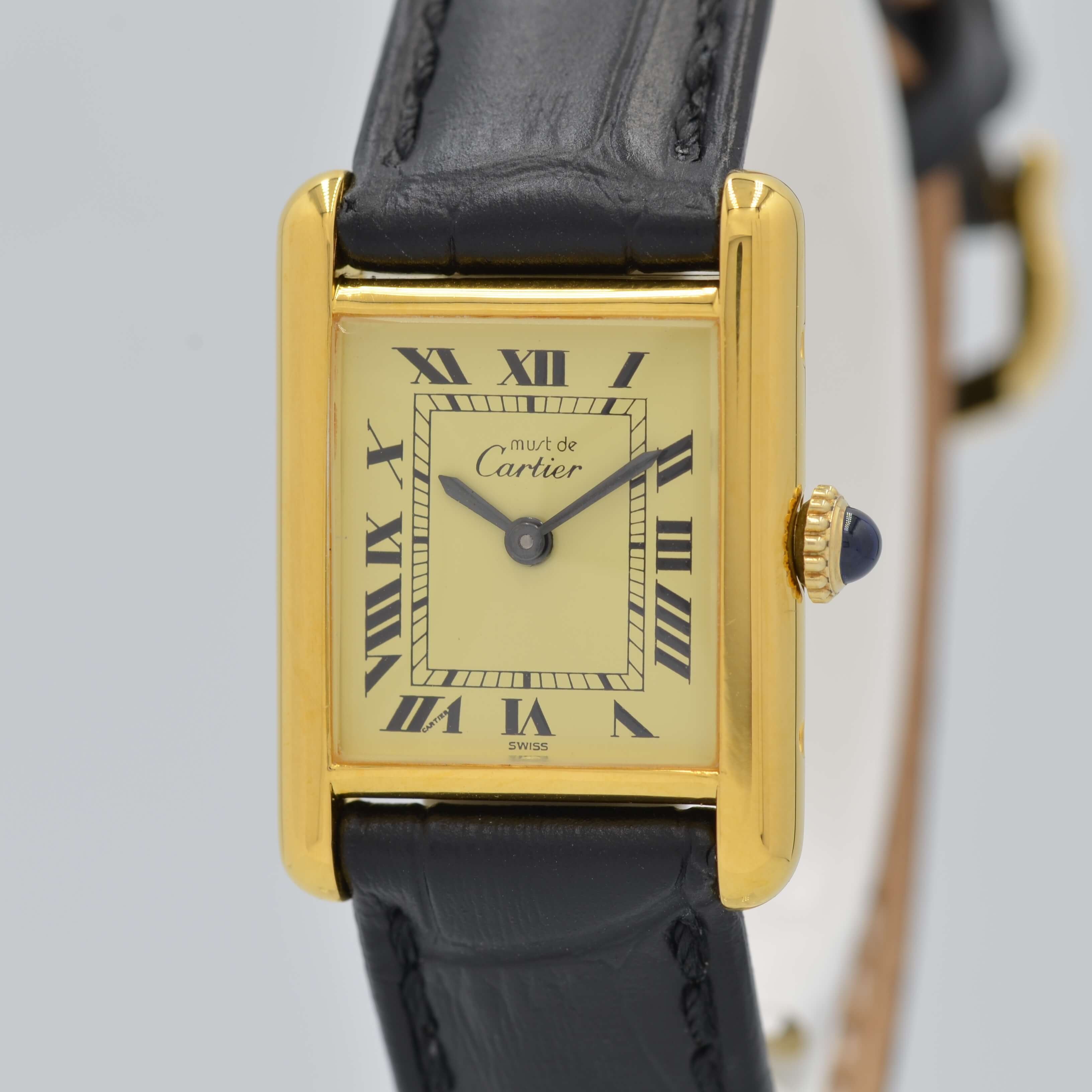 [Cartier] Cartier Must Tank SM Hand-wound Ivory with genuine Roman buckle