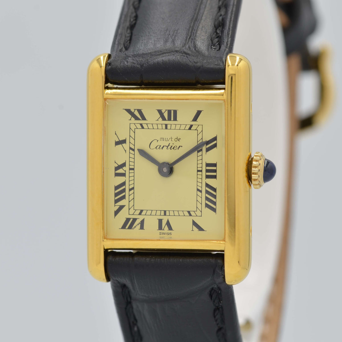 Cartier】カルティエマストタンクSM手巻きアイボリーローマ純正尾錠付き