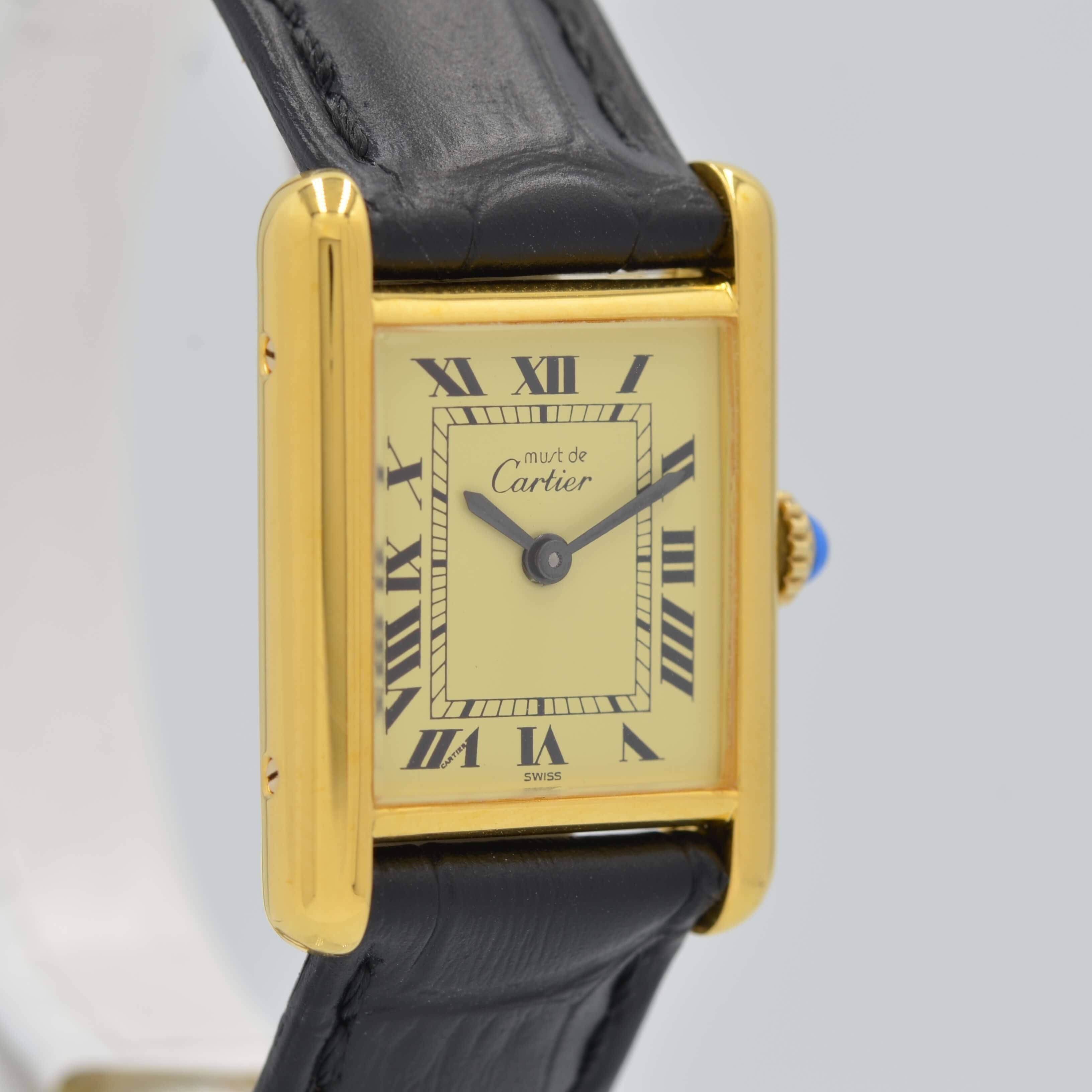 [Cartier] Cartier Must Tank SM Hand-wound Ivory with genuine Roman buckle