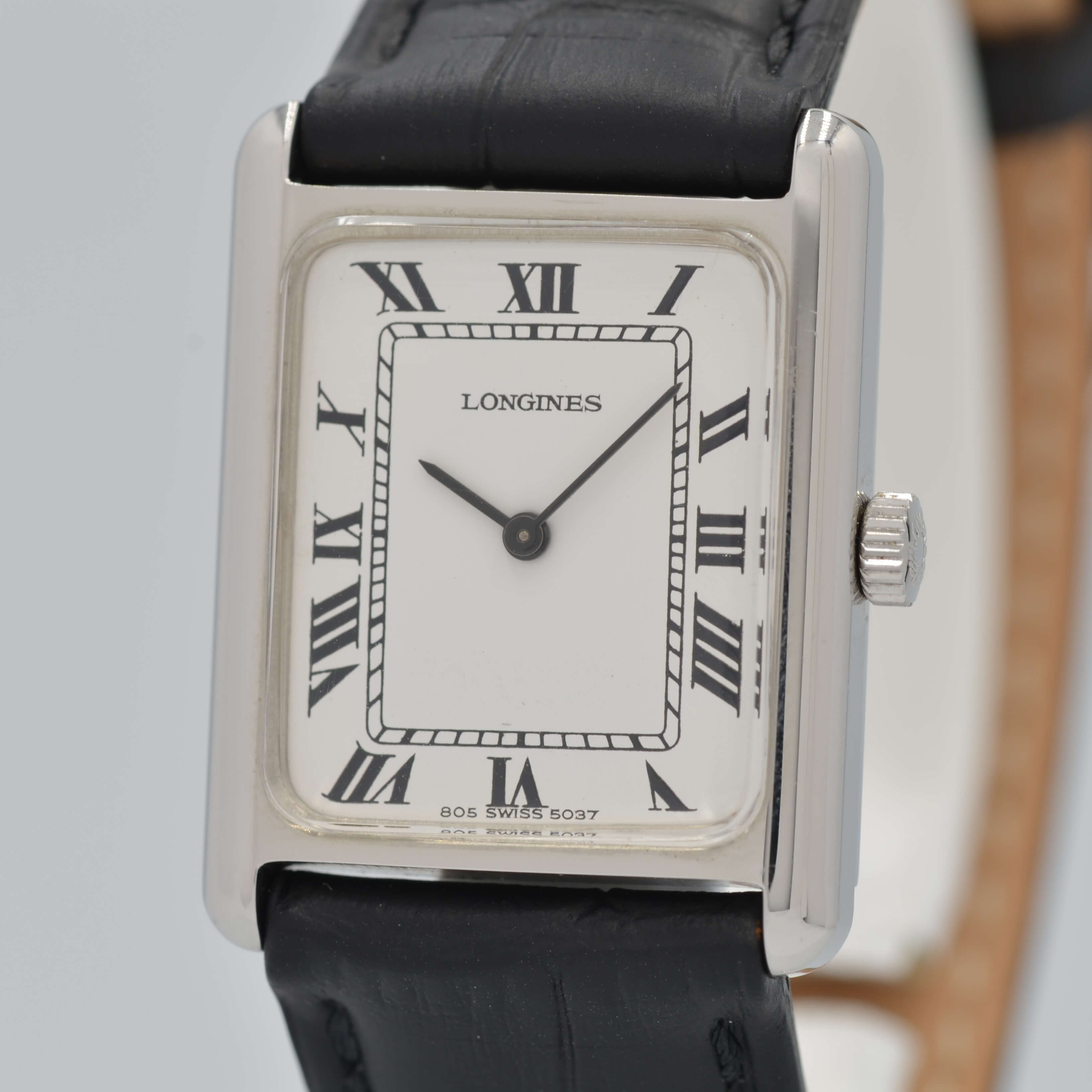 [LONGINES] Longines Rectangle Model SS Hand-wound White Roman Genuine Buckle