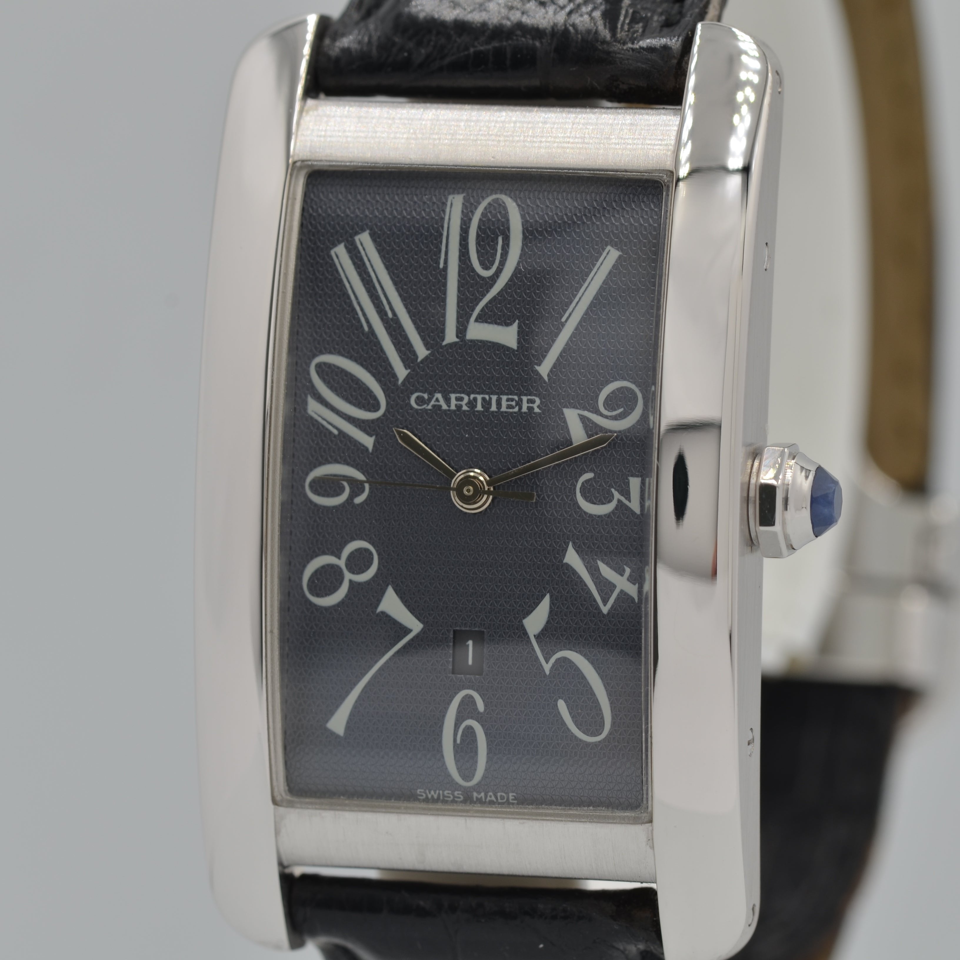 [Cartier] Cartier Tank Americaine LM 18KWG with genuine 18KWG D-buckle