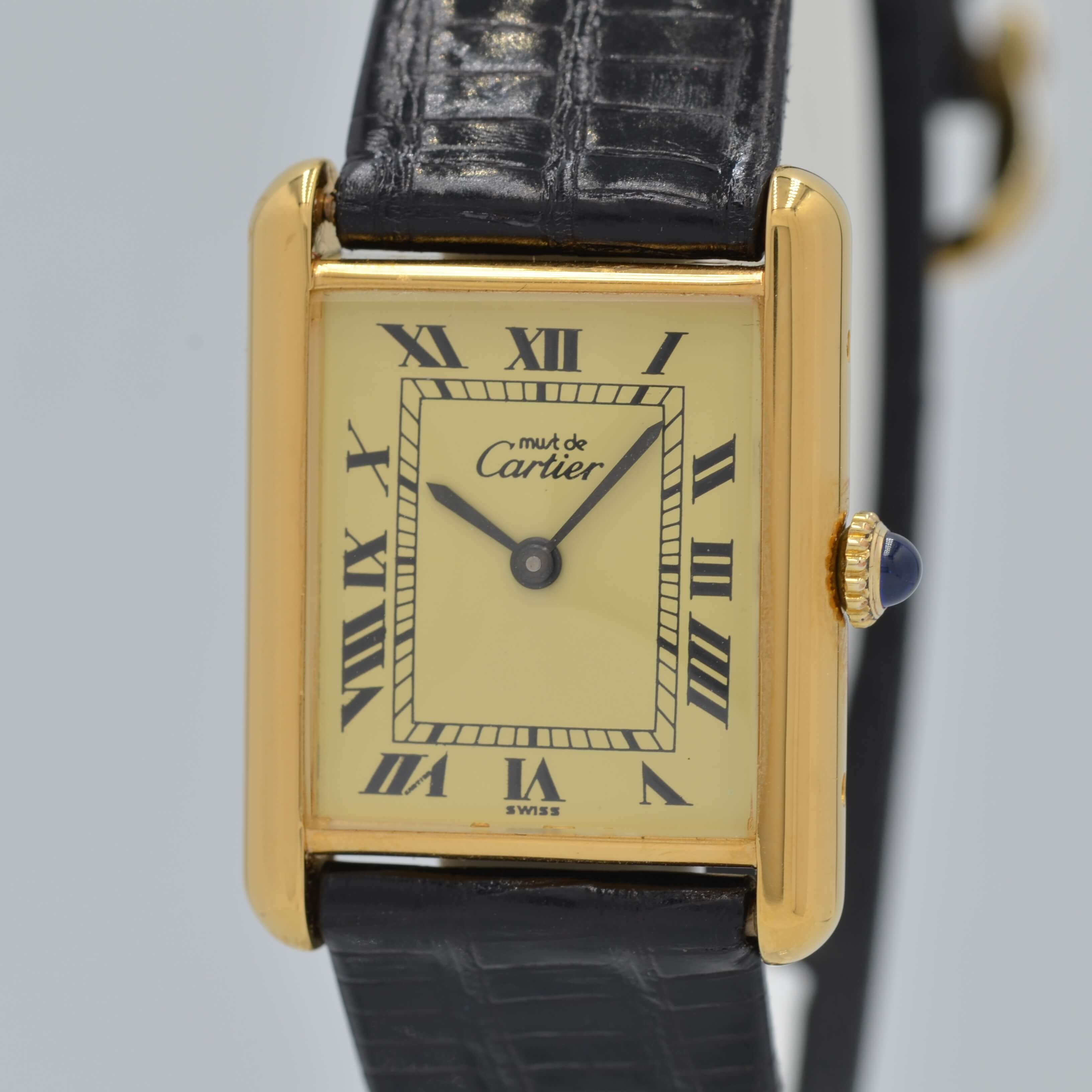 [Cartier] Cartier Must Tank LM Hand-wound Ivory Roman with genuine buckle