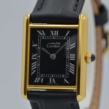 Cartier】カルティエマストタンク LM手巻きブラックローマ 永久保証書付き