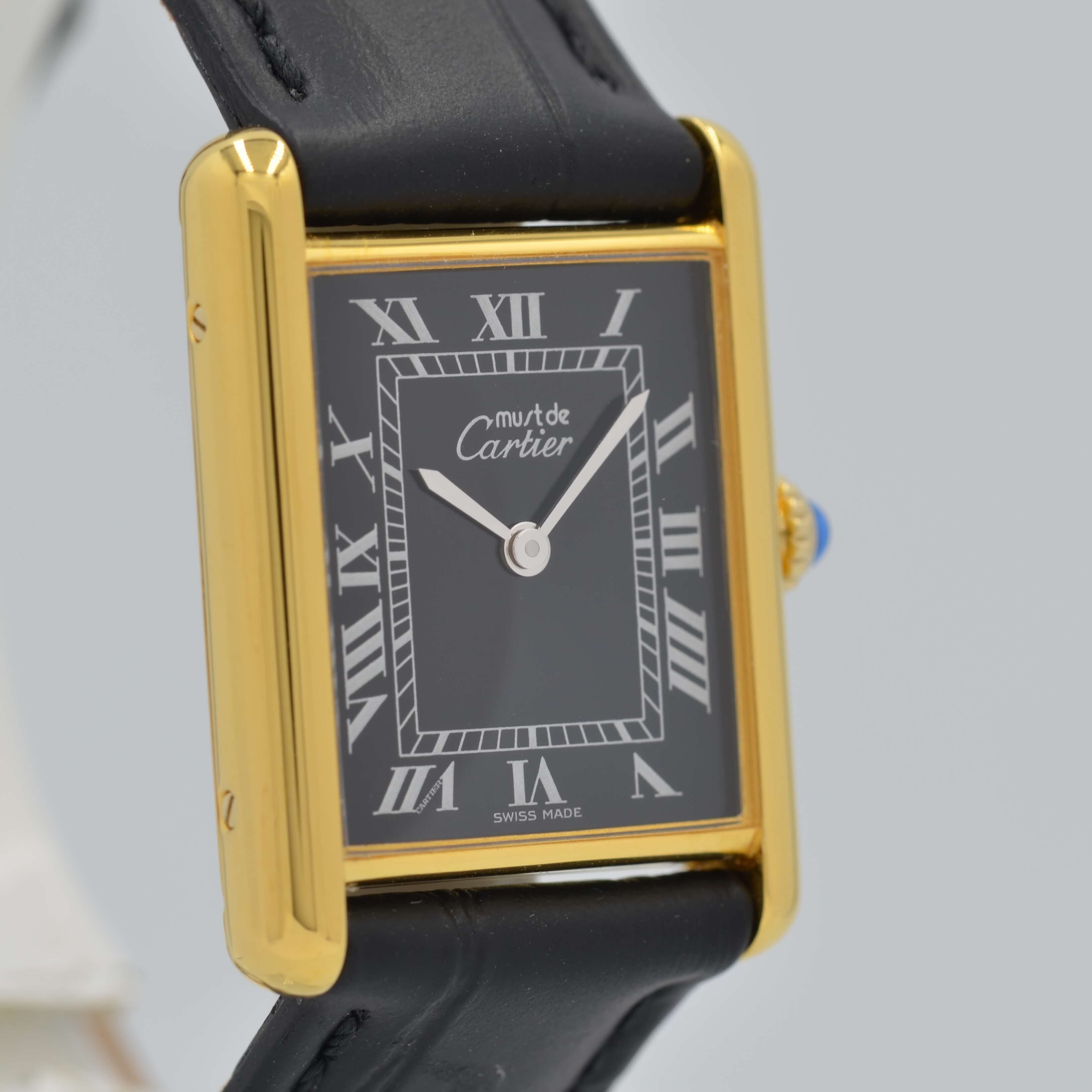 [Cartier] Cartier Must Tank LM Manual Winding Black Roman with Lifetime Warranty