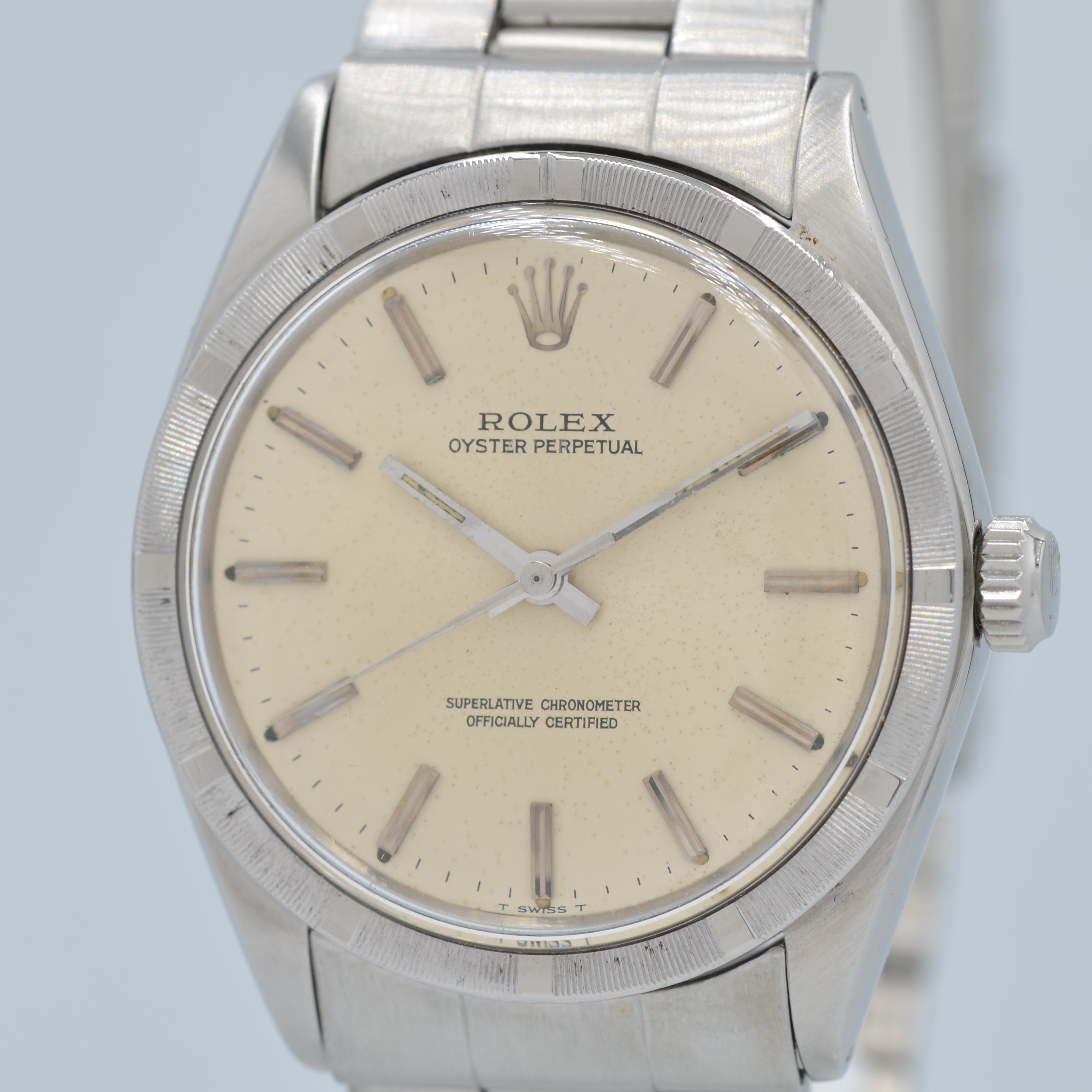 [ROLEX] Rolex Oyster Perpetual Ref.1007 Silver Engine Turned Bezel