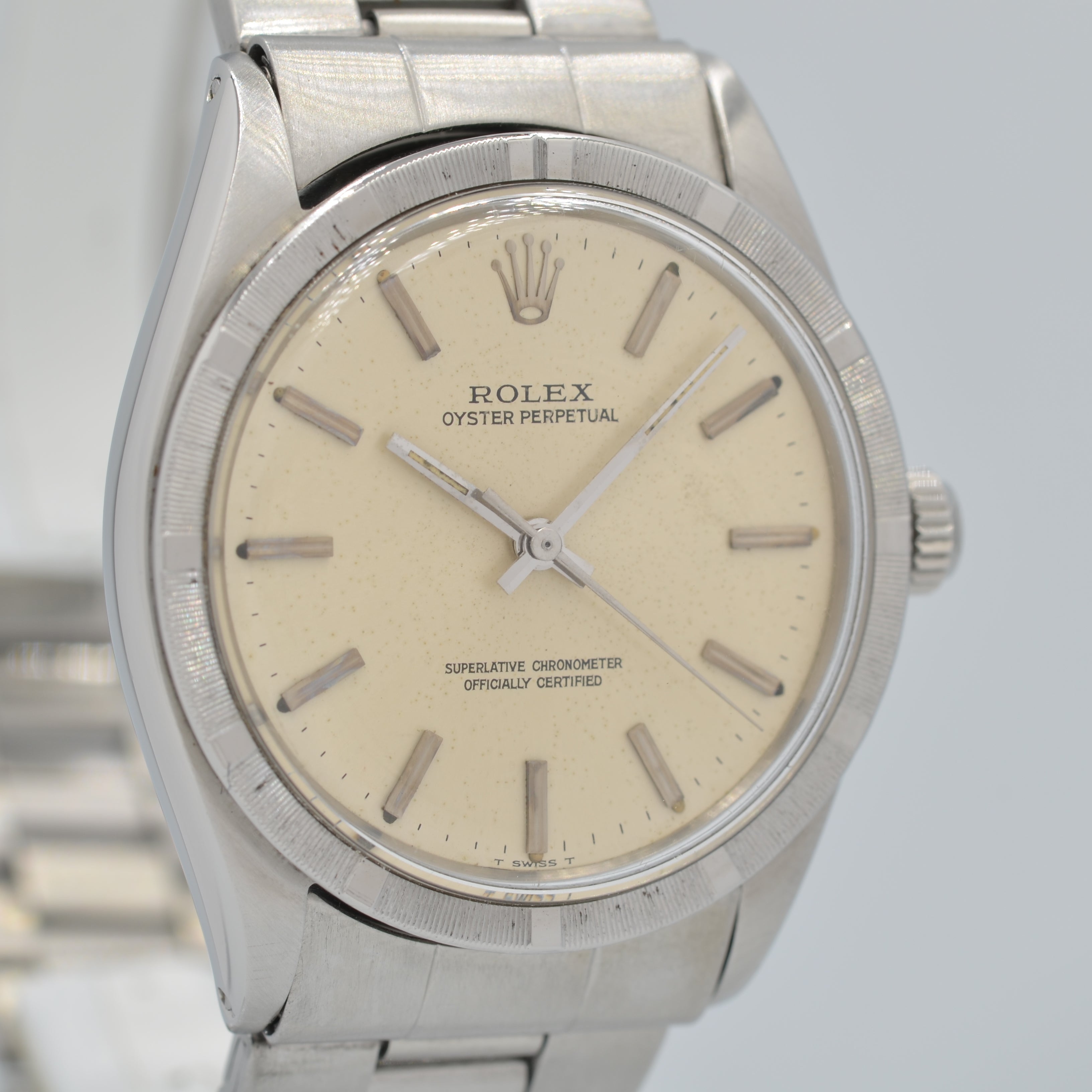 [ROLEX] Rolex Oyster Perpetual Ref.1007 Silver Engine Turned Bezel