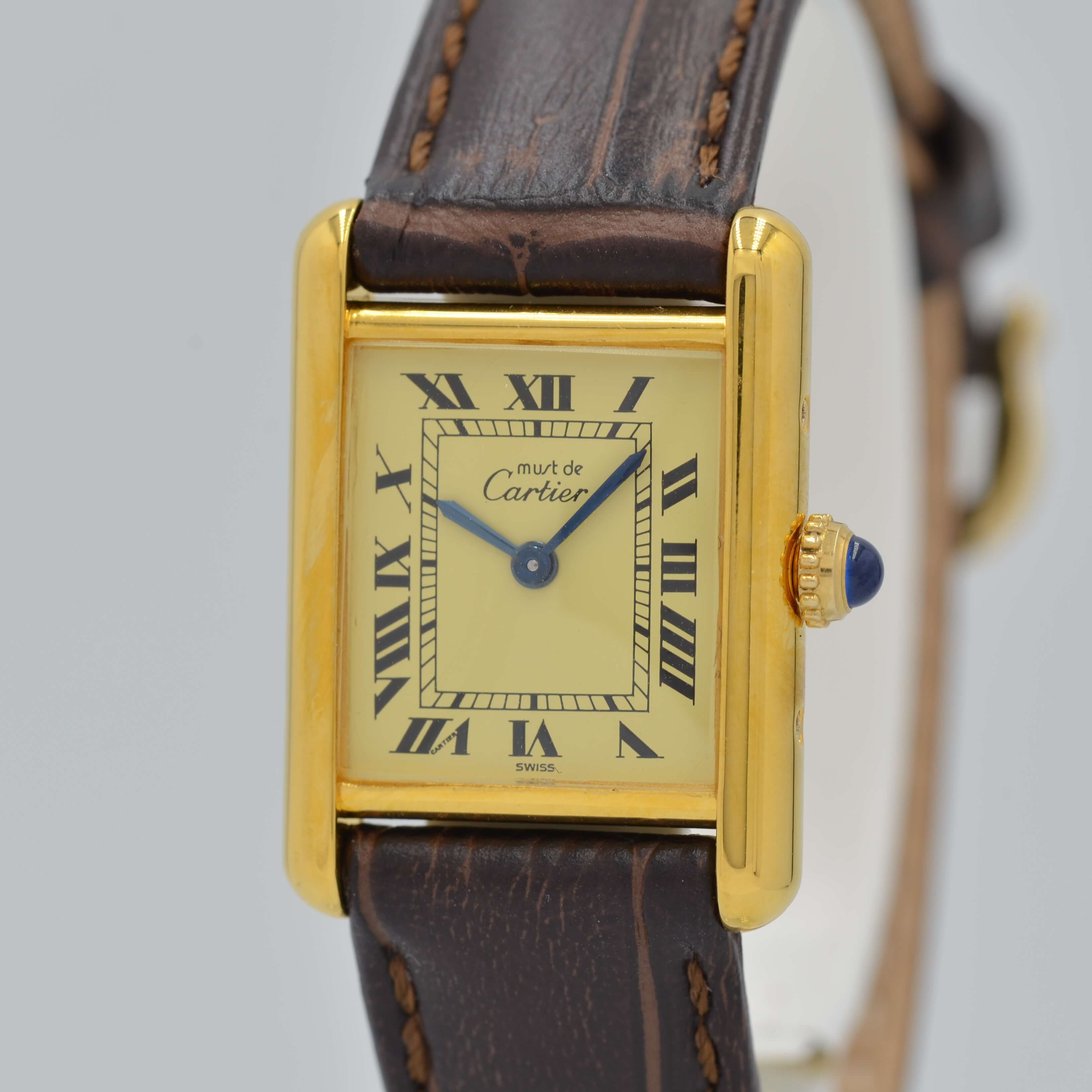 [Cartier] Cartier Must Tank SM Ivory Roman with genuine buckle