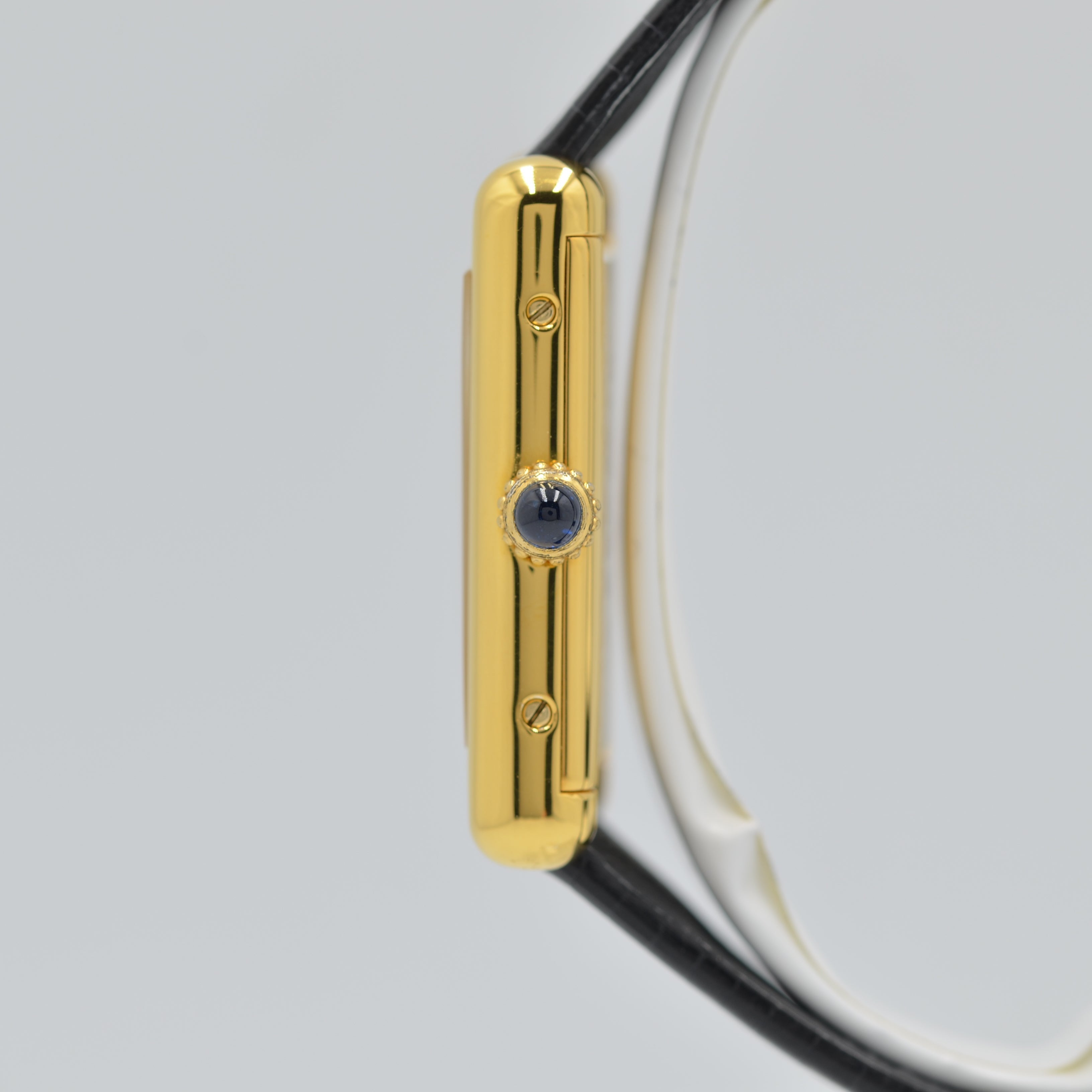 【Cartier】カルティエ マストタンクLM手巻きブラックローマ 純正尾錠付き
