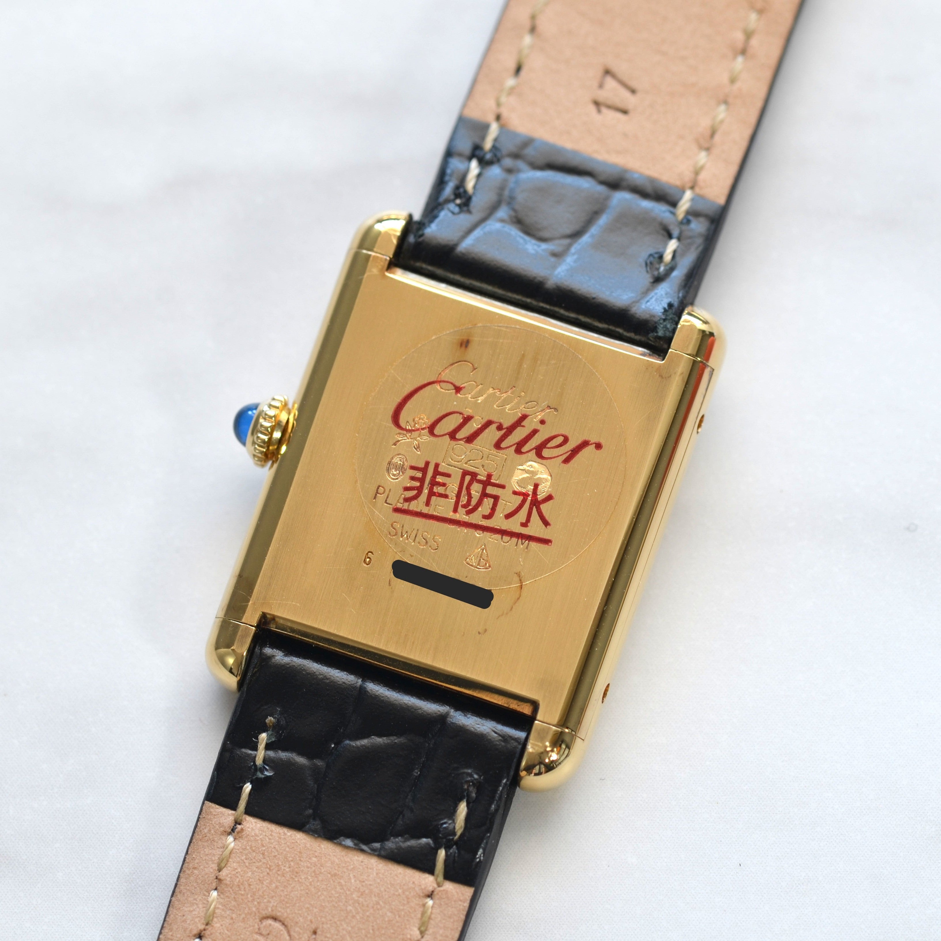 【Cartier】カルティエ マストタンク LM手巻きオニキス 永久保証書付き オリジナルダイヤル